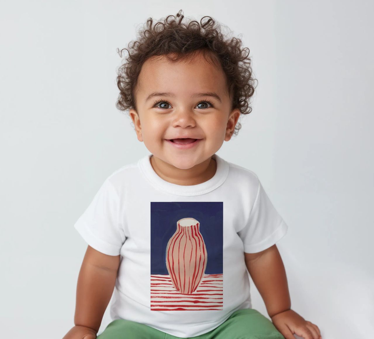 Red Striped Pink Vase baby t-shirt by Sonia Brittain