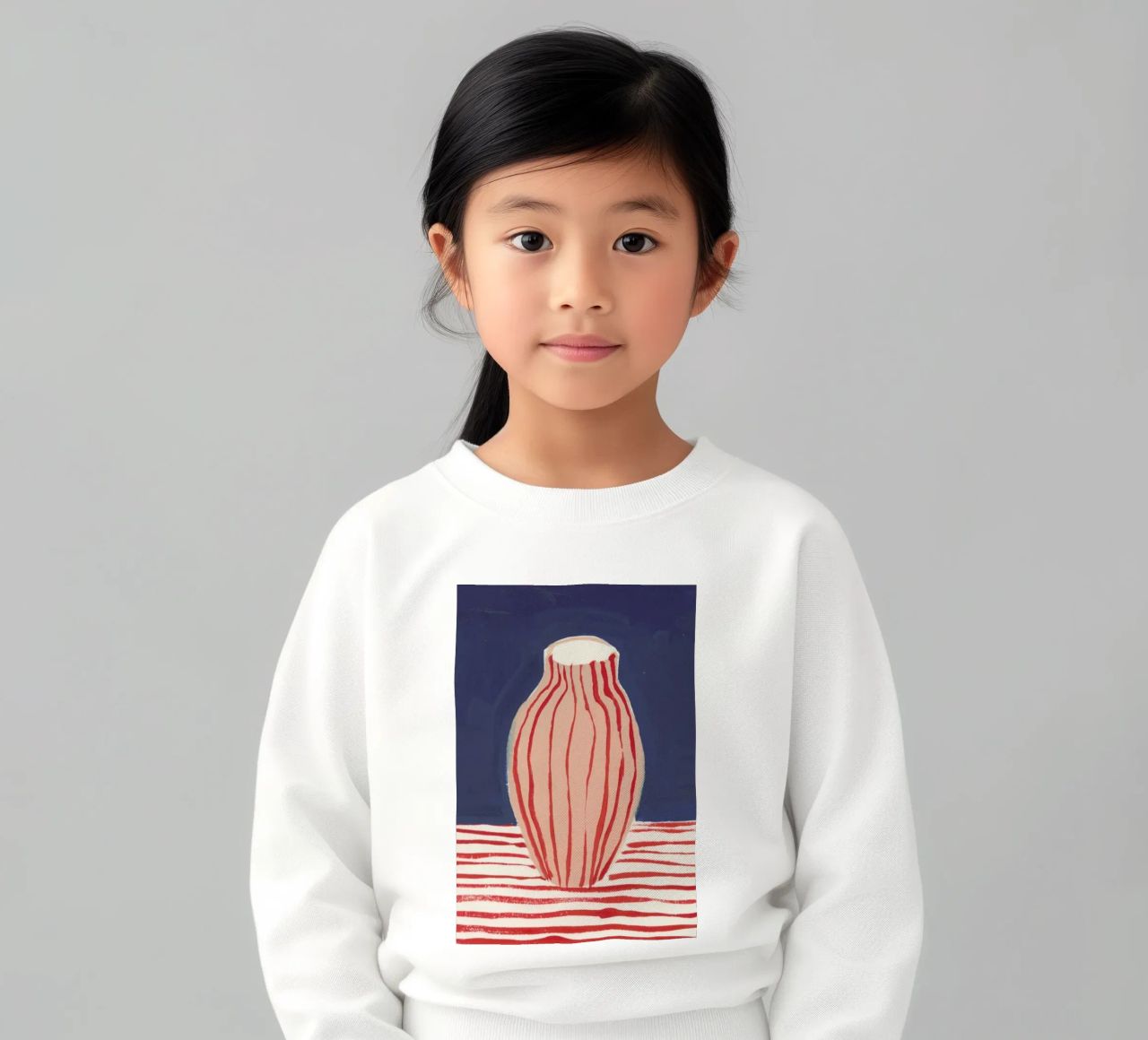 Red Striped Pink Vase kids sweatshirt by Sonia Brittain
