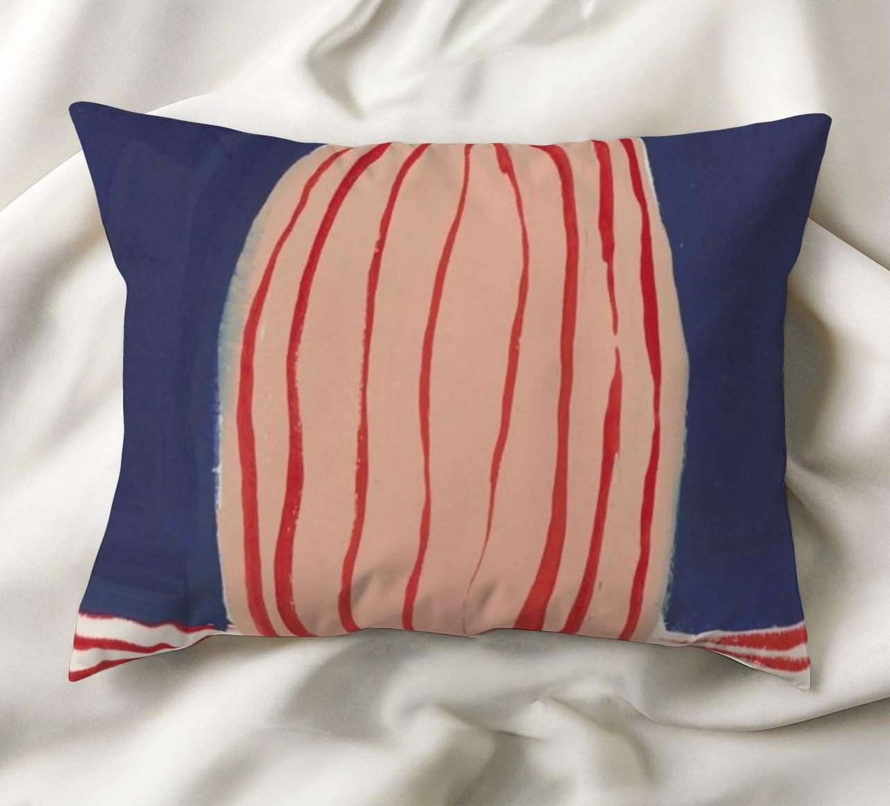 Red Striped Pink Vase decorative cushion by Sonia Brittain