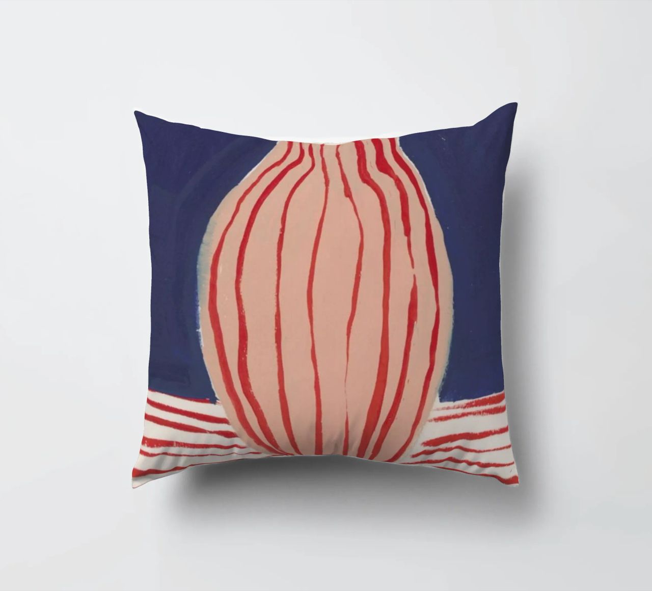 Red Striped Pink Vase decorative cushion by Sonia Brittain