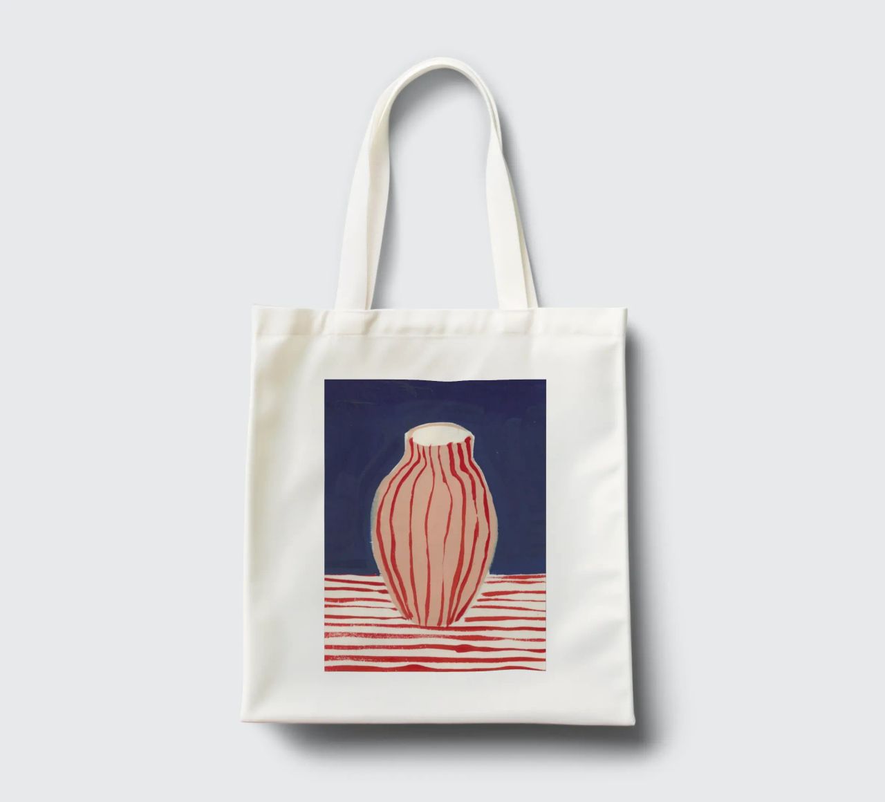 Red Striped Pink Vase tote bag by Sonia Brittain