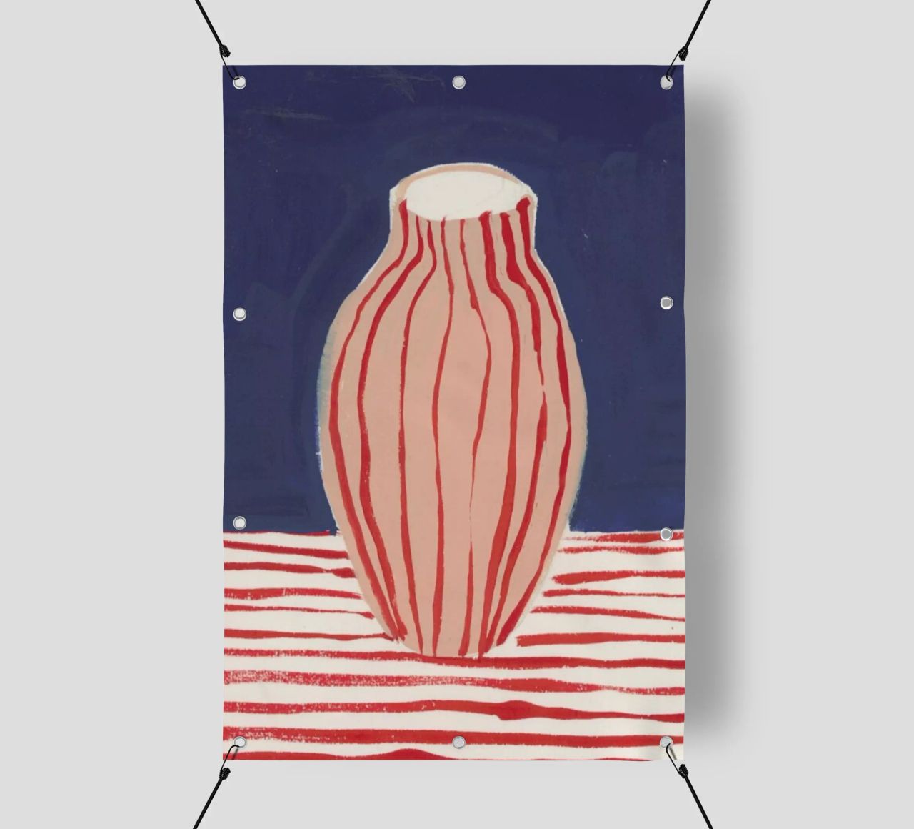 Red Striped Pink Vase pvc cover by Sonia Brittain