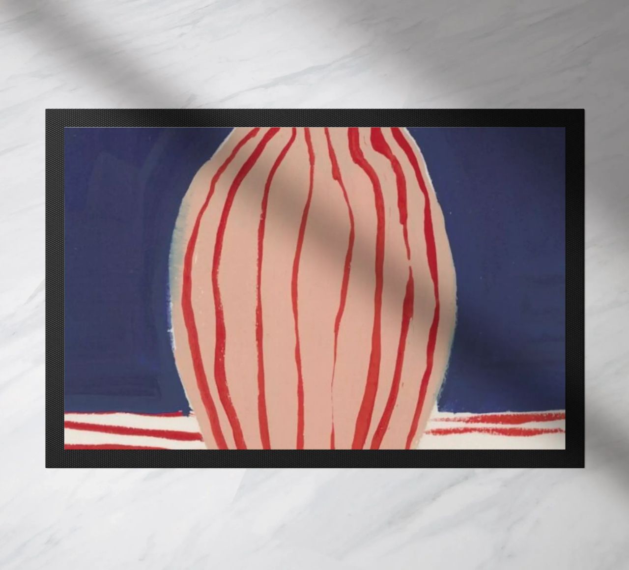 Red Striped Pink Vase doormat by Sonia Brittain