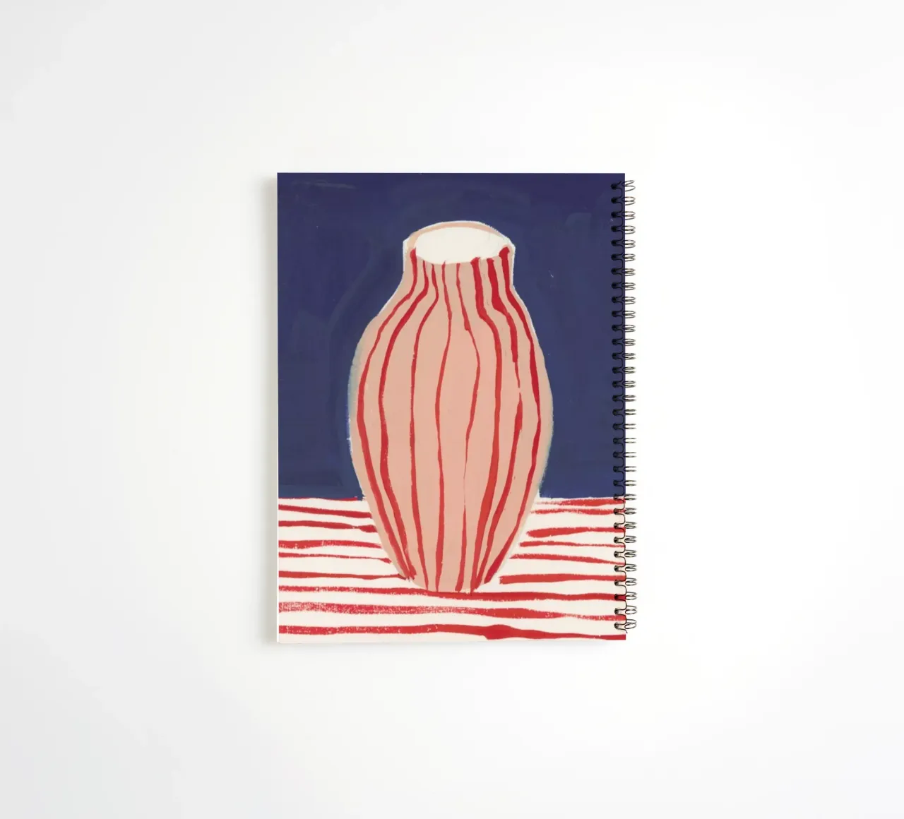 Red Striped Pink Vase spiral notebook by Sonia Brittain