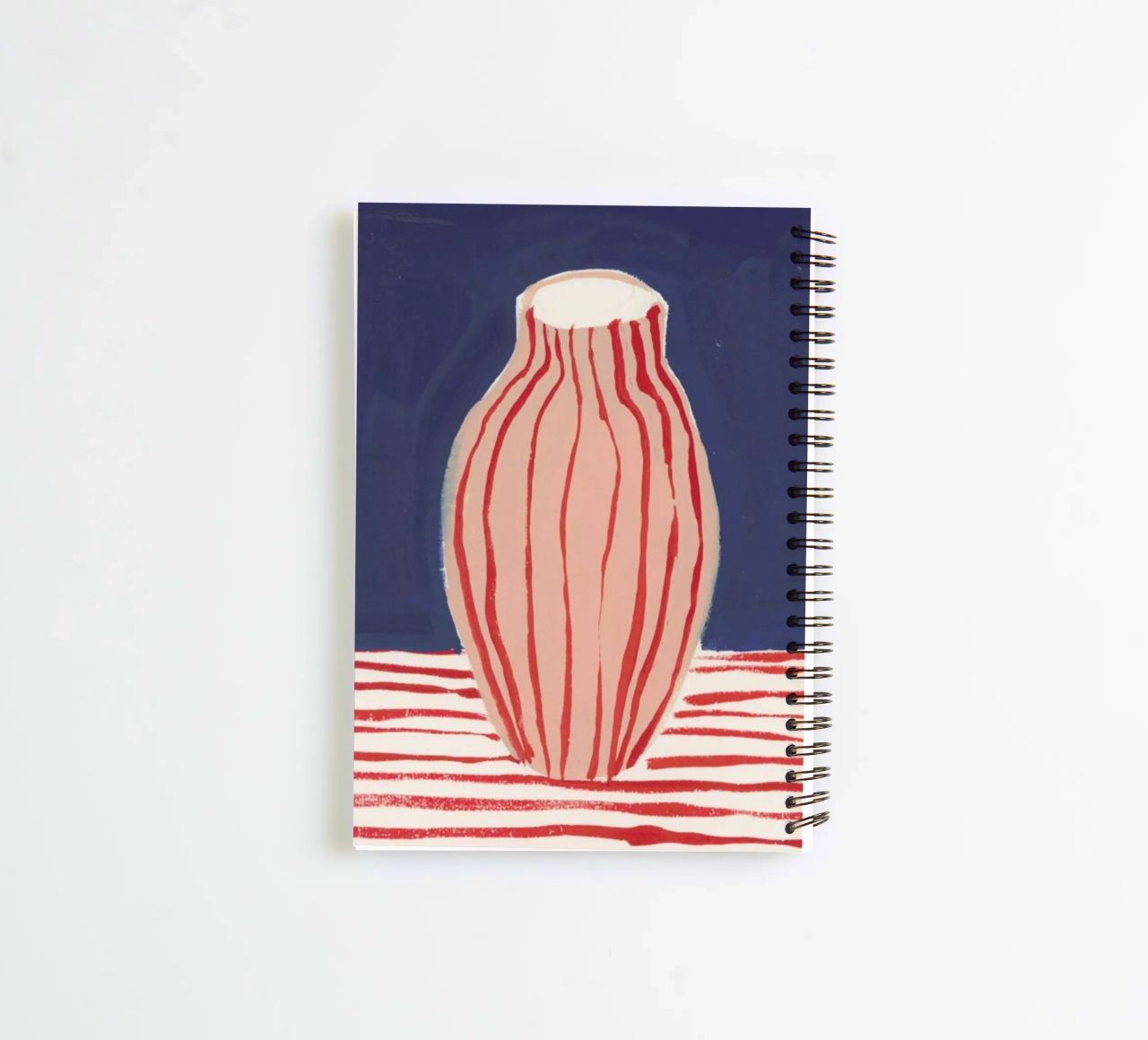 Red Striped Pink Vase spiral notebook by Sonia Brittain