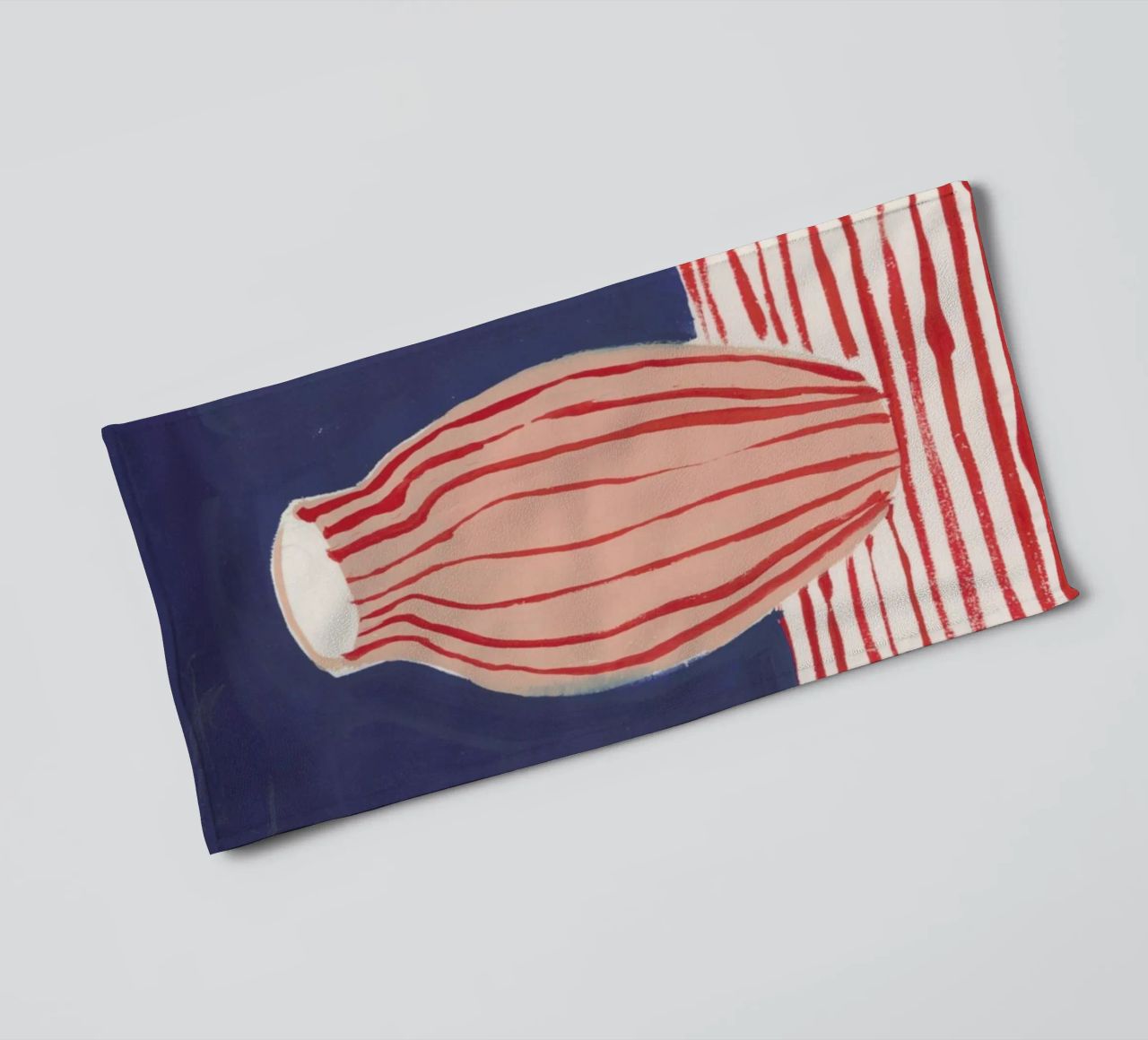 Red Striped Pink Vase towel by Sonia Brittain