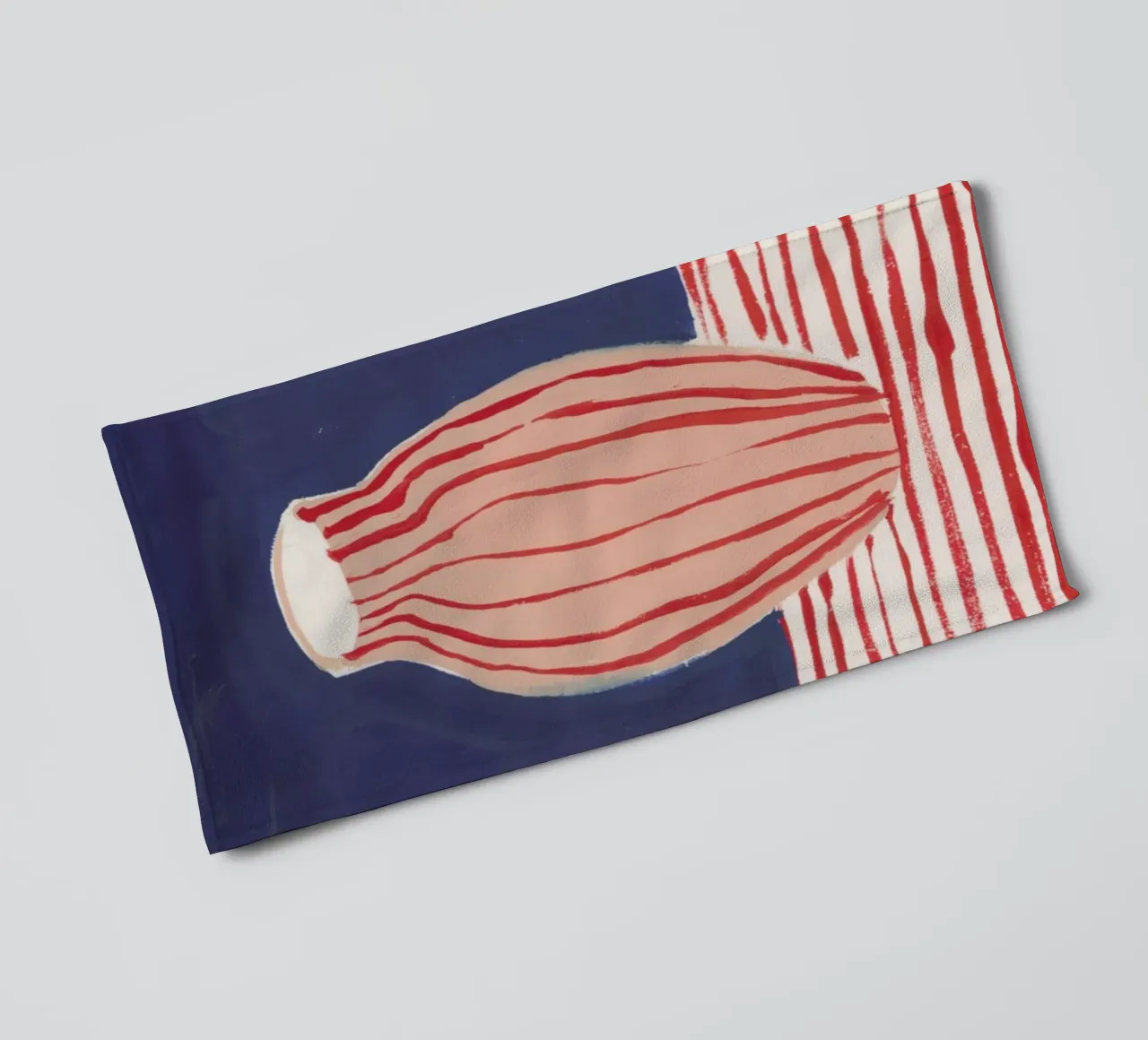 Red Striped Pink Vase towel by Sonia Brittain