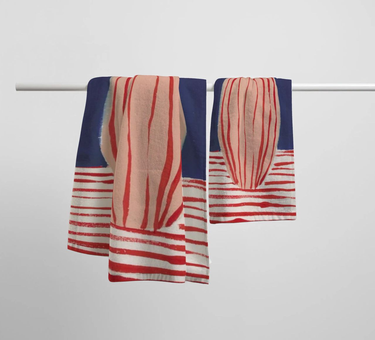 Red Striped Pink Vase towel by Sonia Brittain