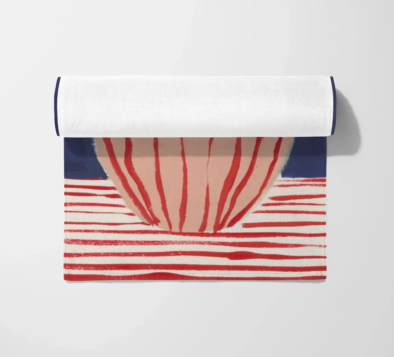 Red Striped Pink Vase beach towel by Sonia Brittain