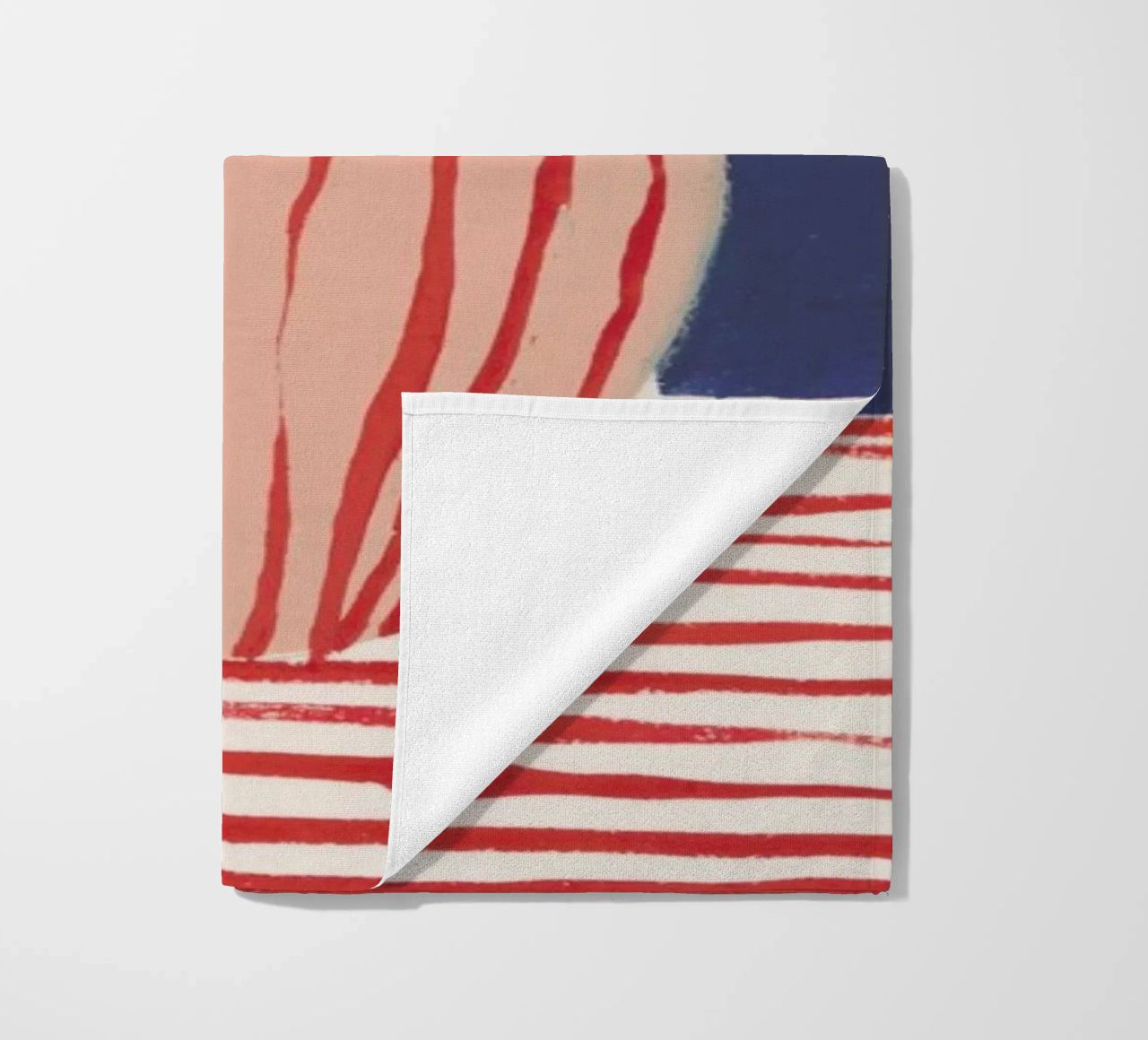 Red Striped Pink Vase beach towel by Sonia Brittain