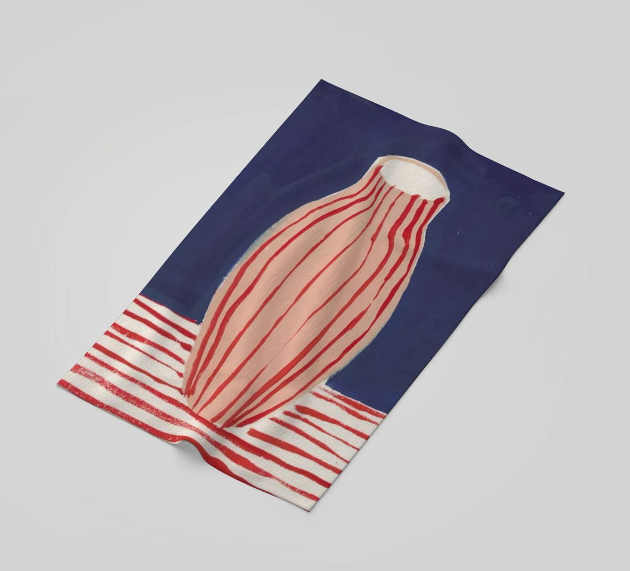 Red Striped Pink Vase beach towel by Sonia Brittain