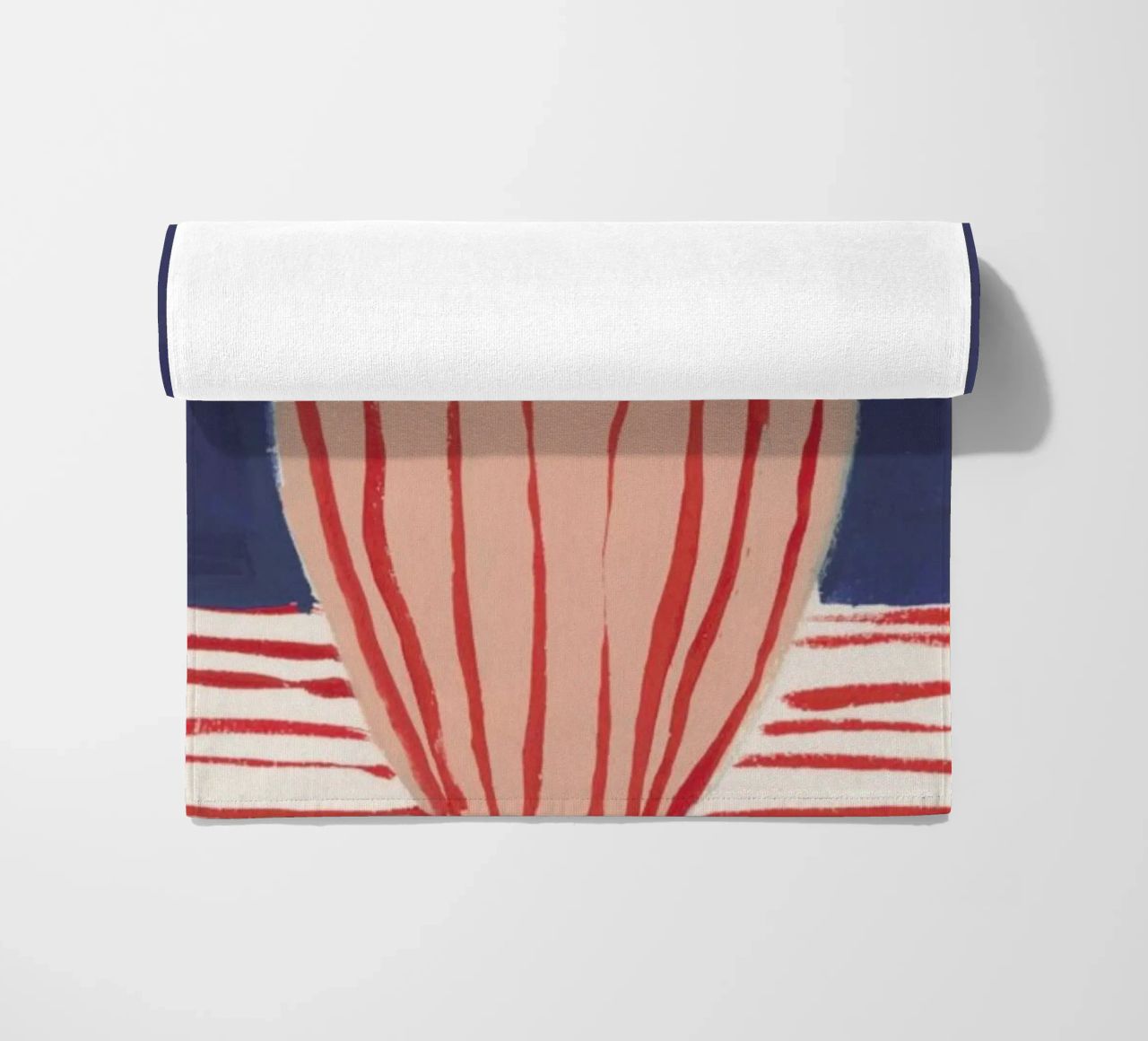 Red Striped Pink Vase beach towel by Sonia Brittain