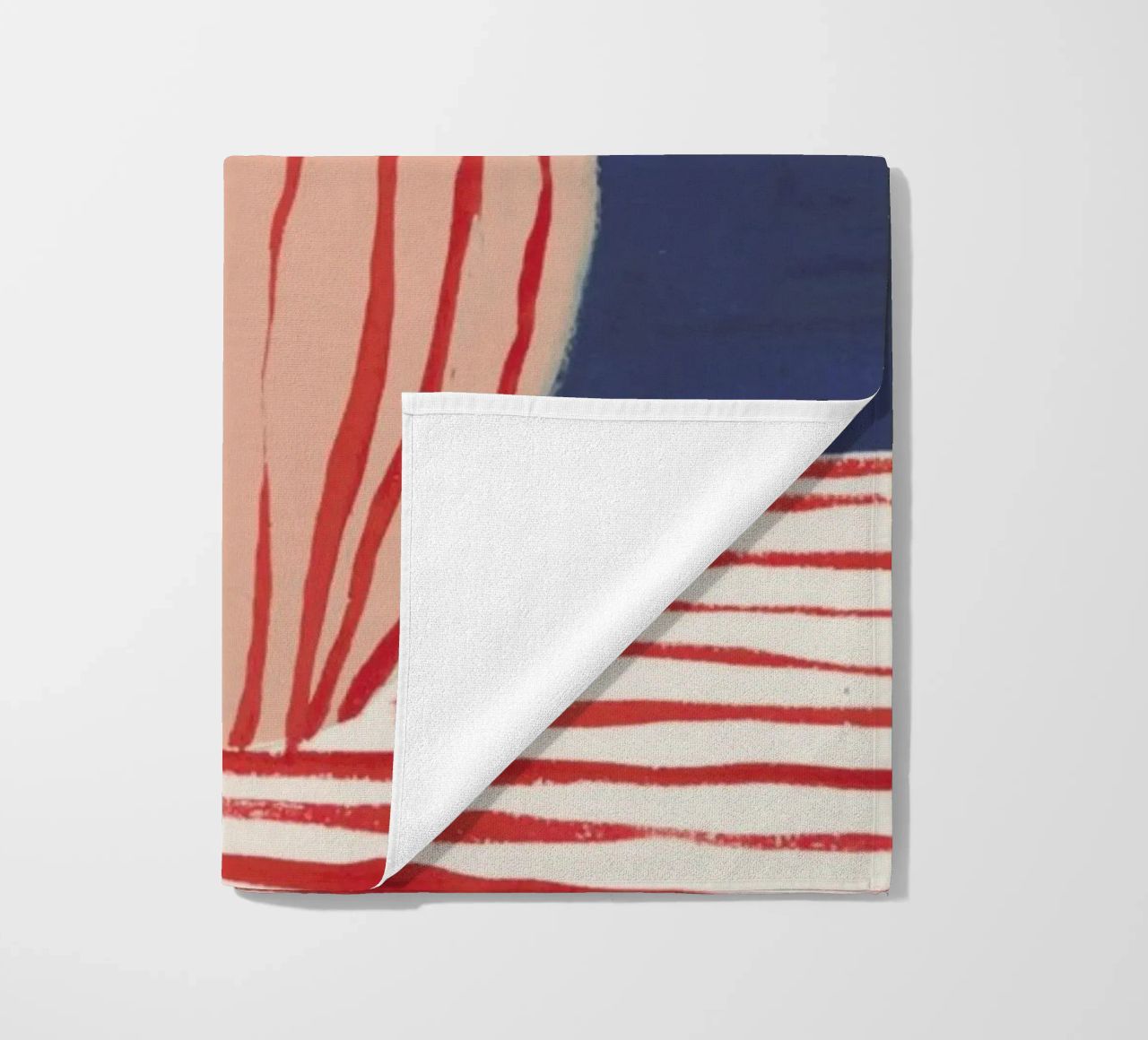 Red Striped Pink Vase beach towel by Sonia Brittain
