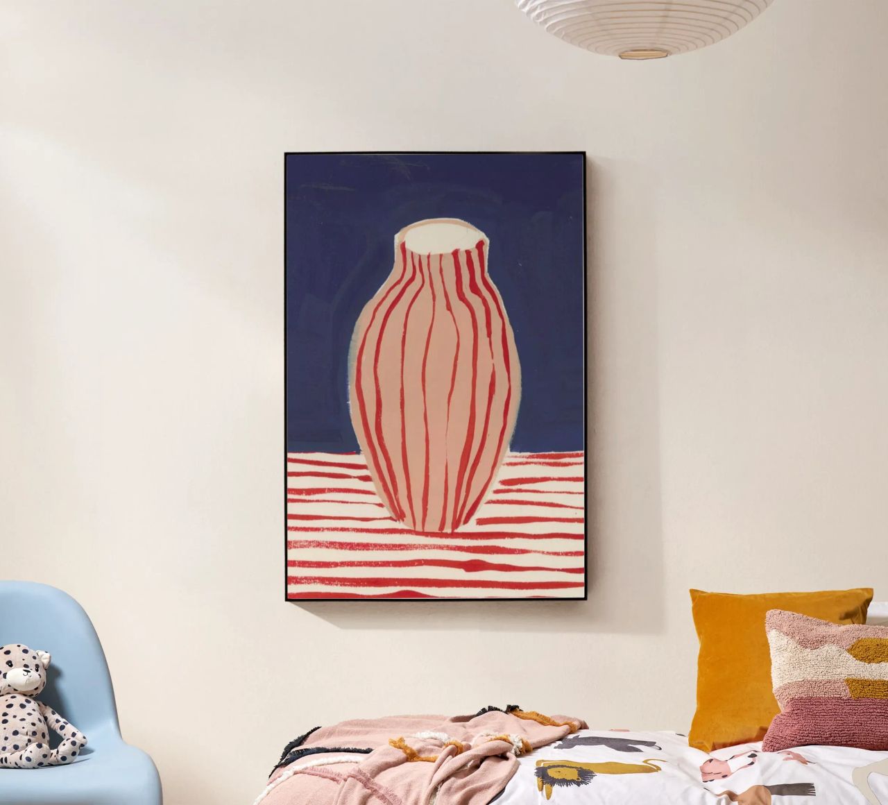 Red Striped Pink Vase acrylic glass by Sonia Brittain
