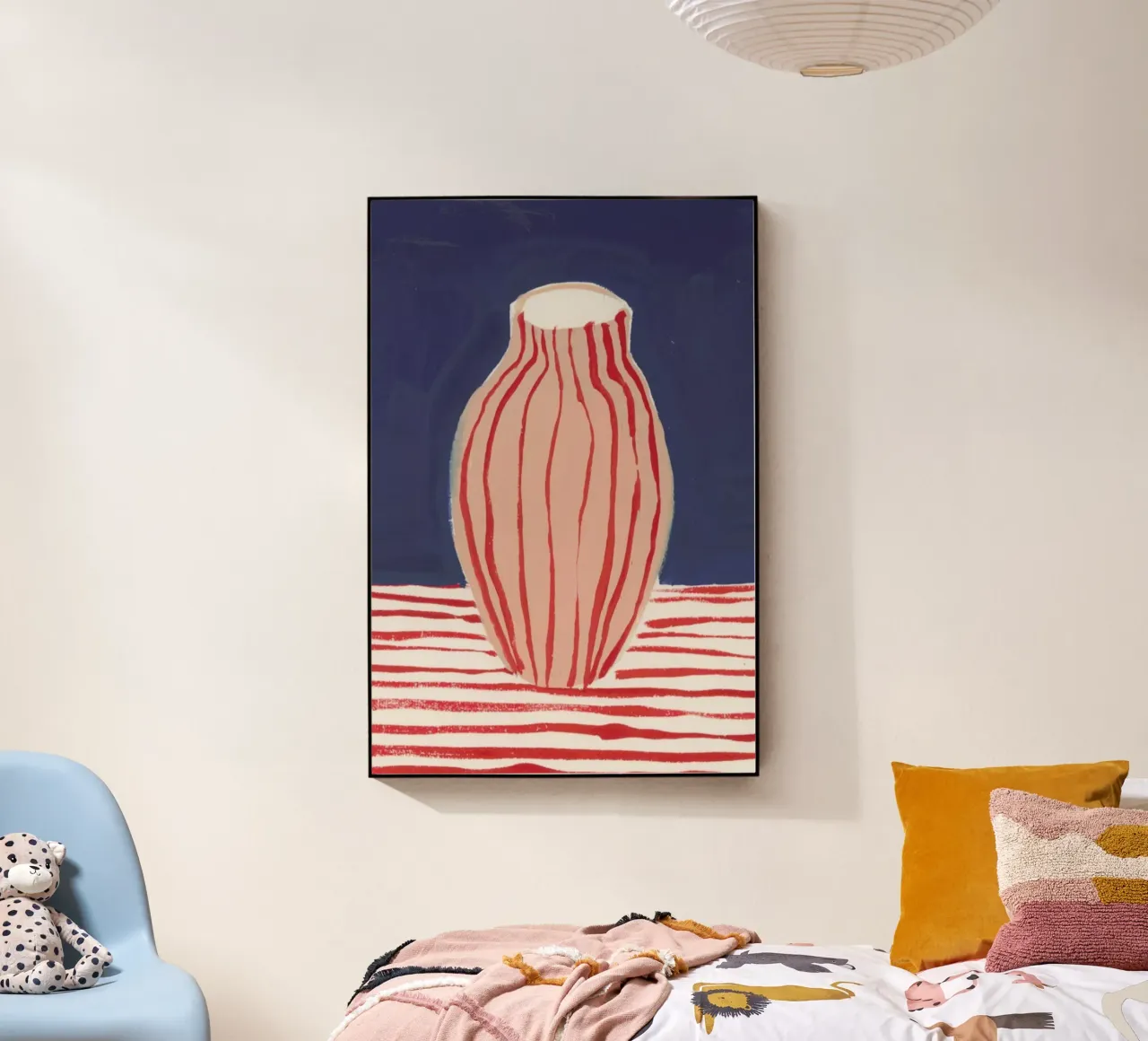 Red Striped Pink Vase acrylic glass by Sonia Brittain