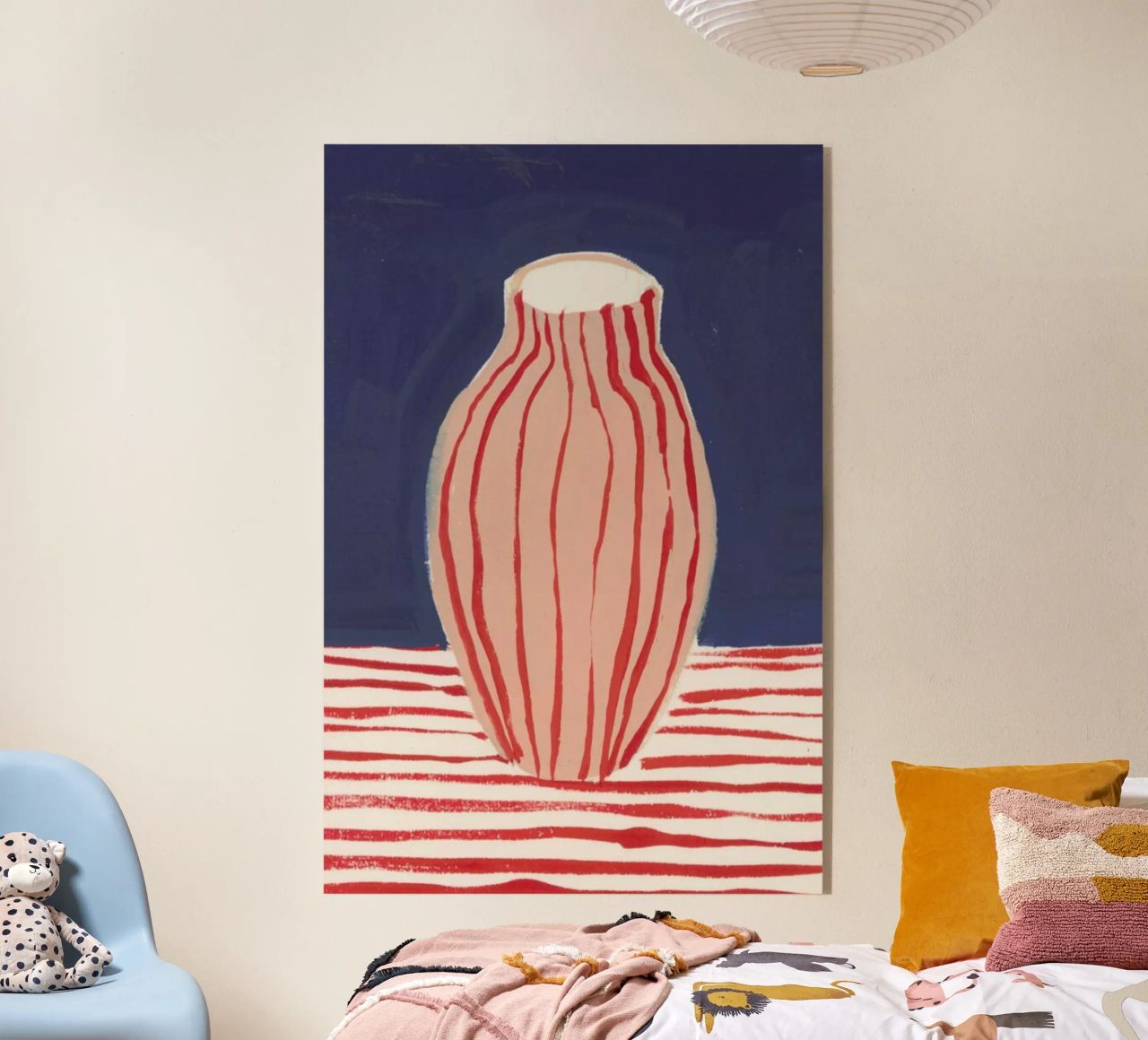 Red Striped Pink Vase acrylic glass by Sonia Brittain