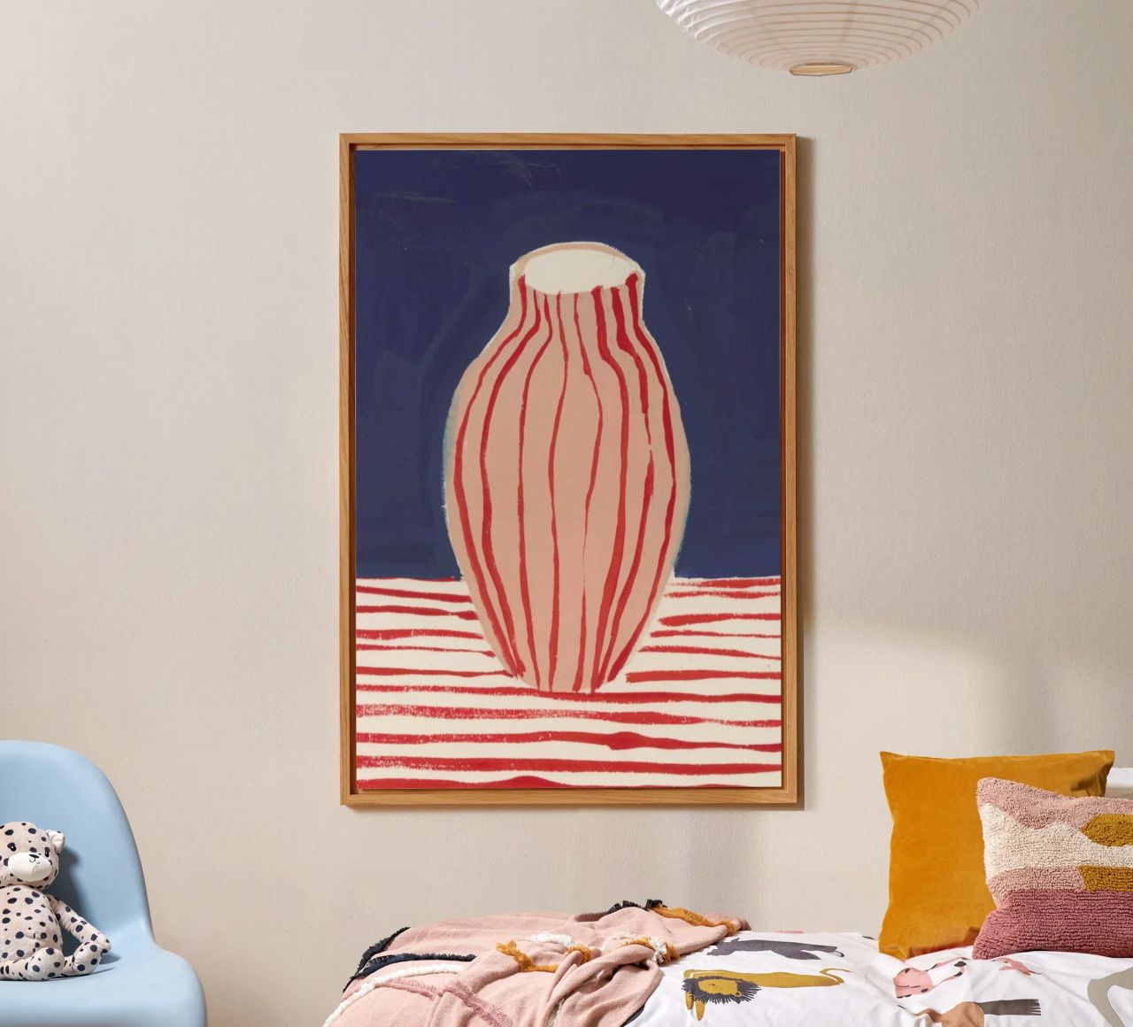 Red Striped Pink Vase alu-dibond by Sonia Brittain