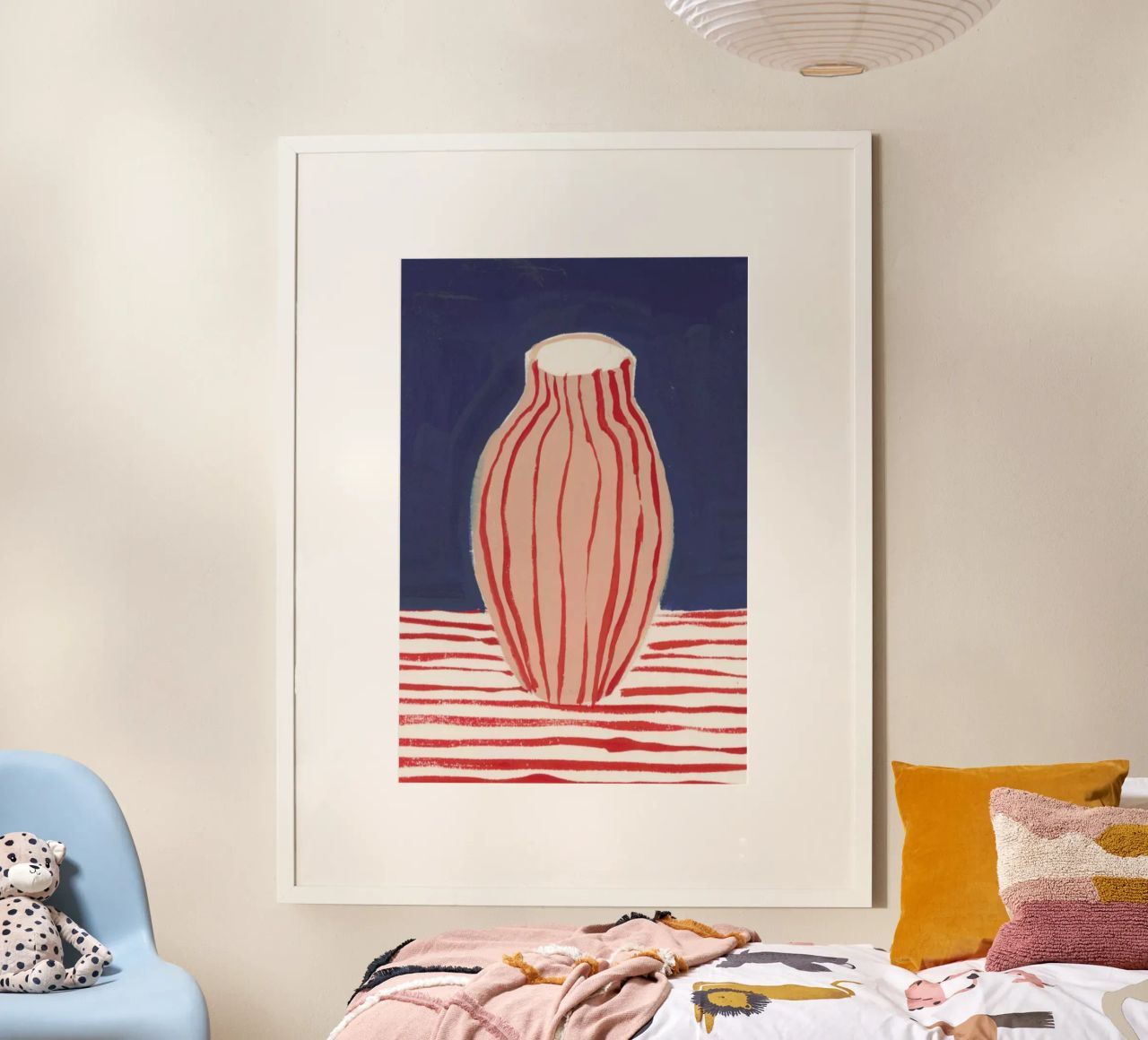 Red Striped Pink Vase poster by Sonia Brittain