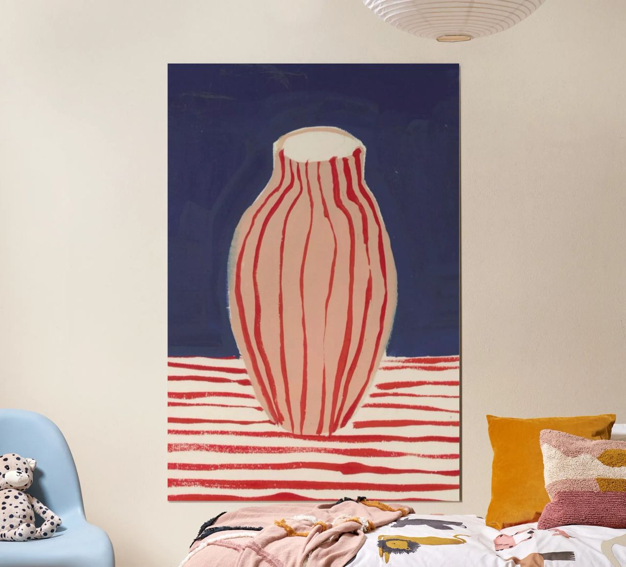 Red Striped Pink Vase poster by Sonia Brittain