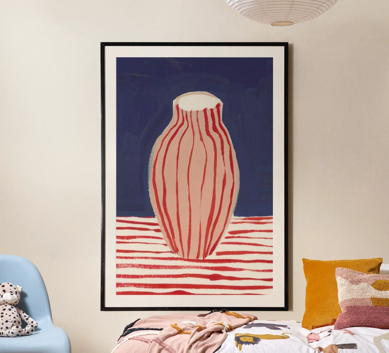 Red Striped Pink Vase poster by Sonia Brittain