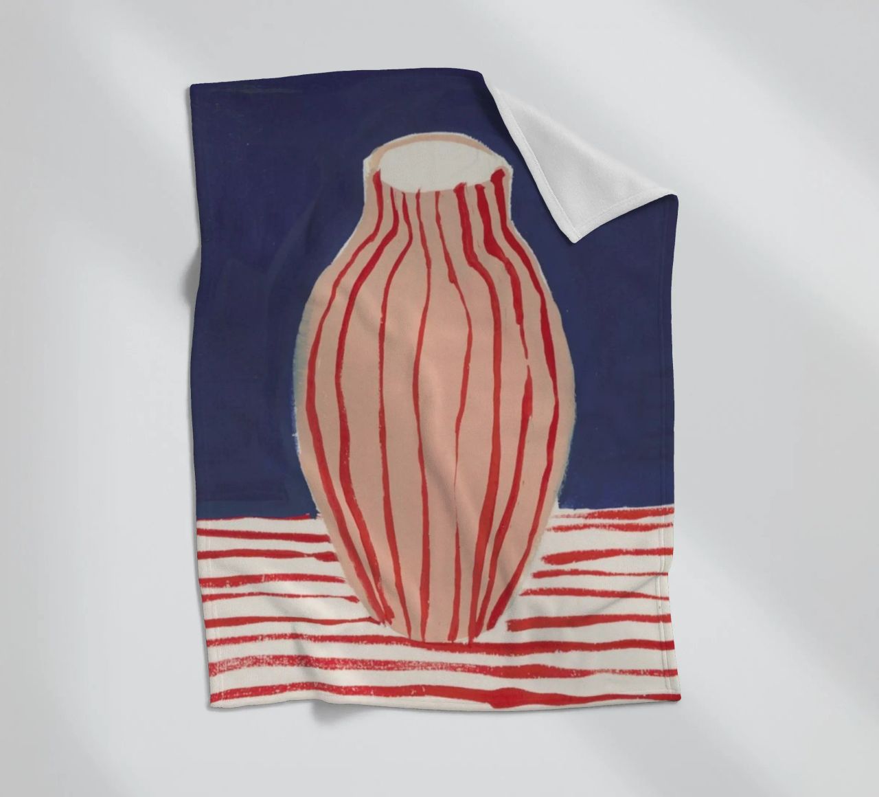 Red Striped Pink Vase fleece blanket by Sonia Brittain