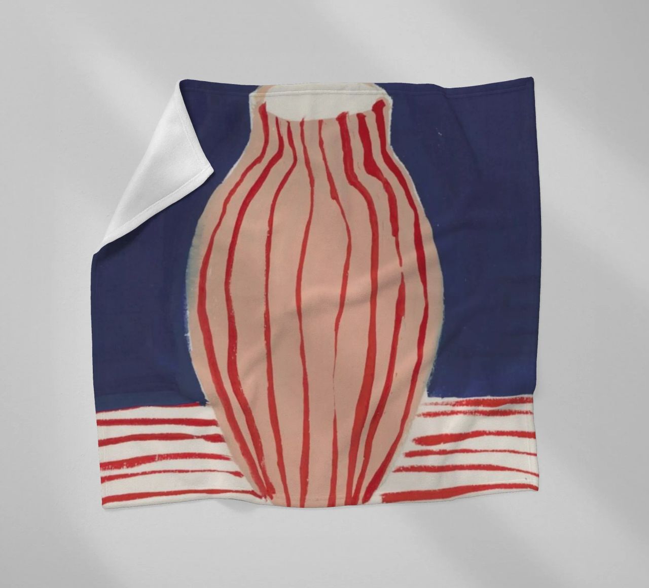 Red Striped Pink Vase fleece blanket by Sonia Brittain