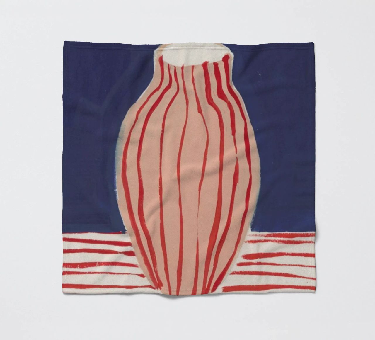 Red Striped Pink Vase fleece blanket by Sonia Brittain