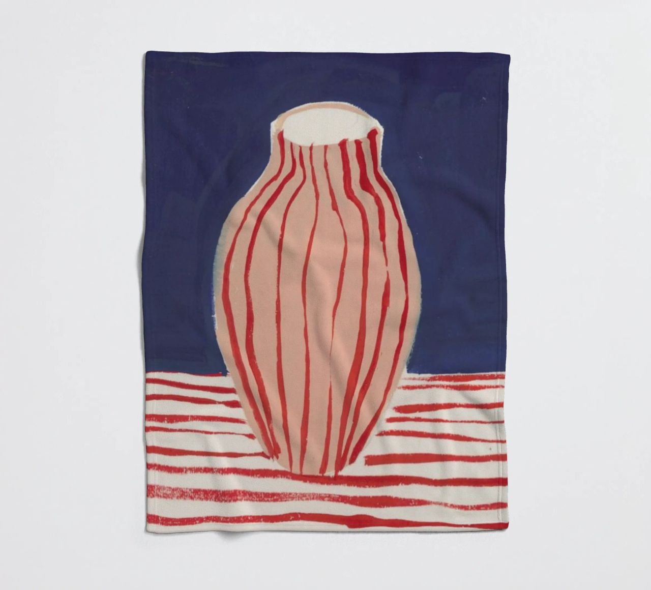Red Striped Pink Vase fleece blanket by Sonia Brittain