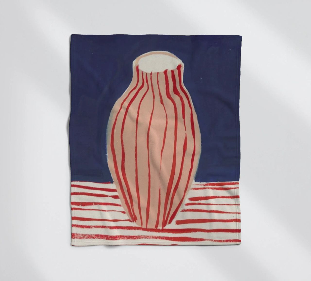 Red Striped Pink Vase fleece blanket by Sonia Brittain