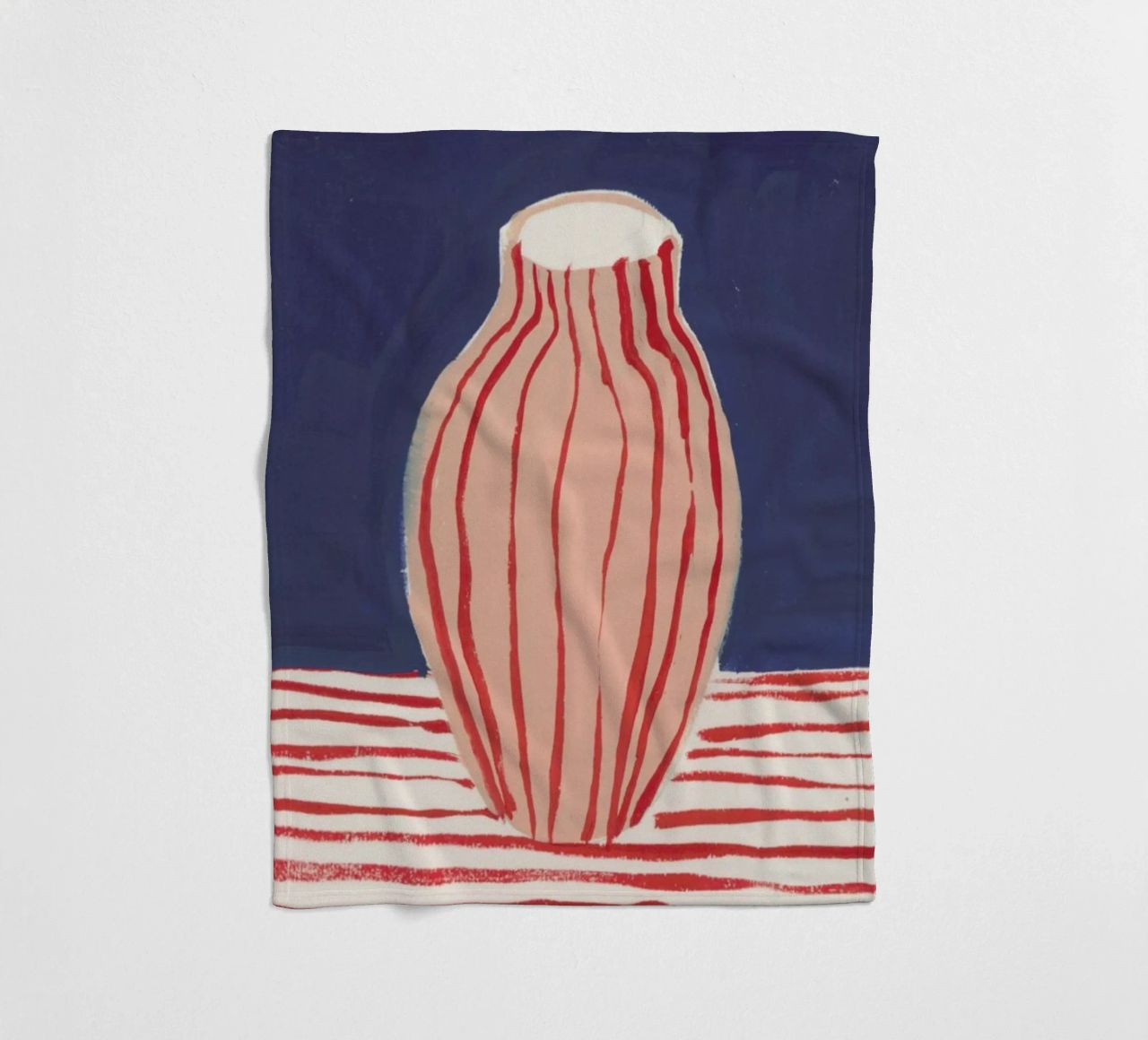 Red Striped Pink Vase fleece blanket by Sonia Brittain