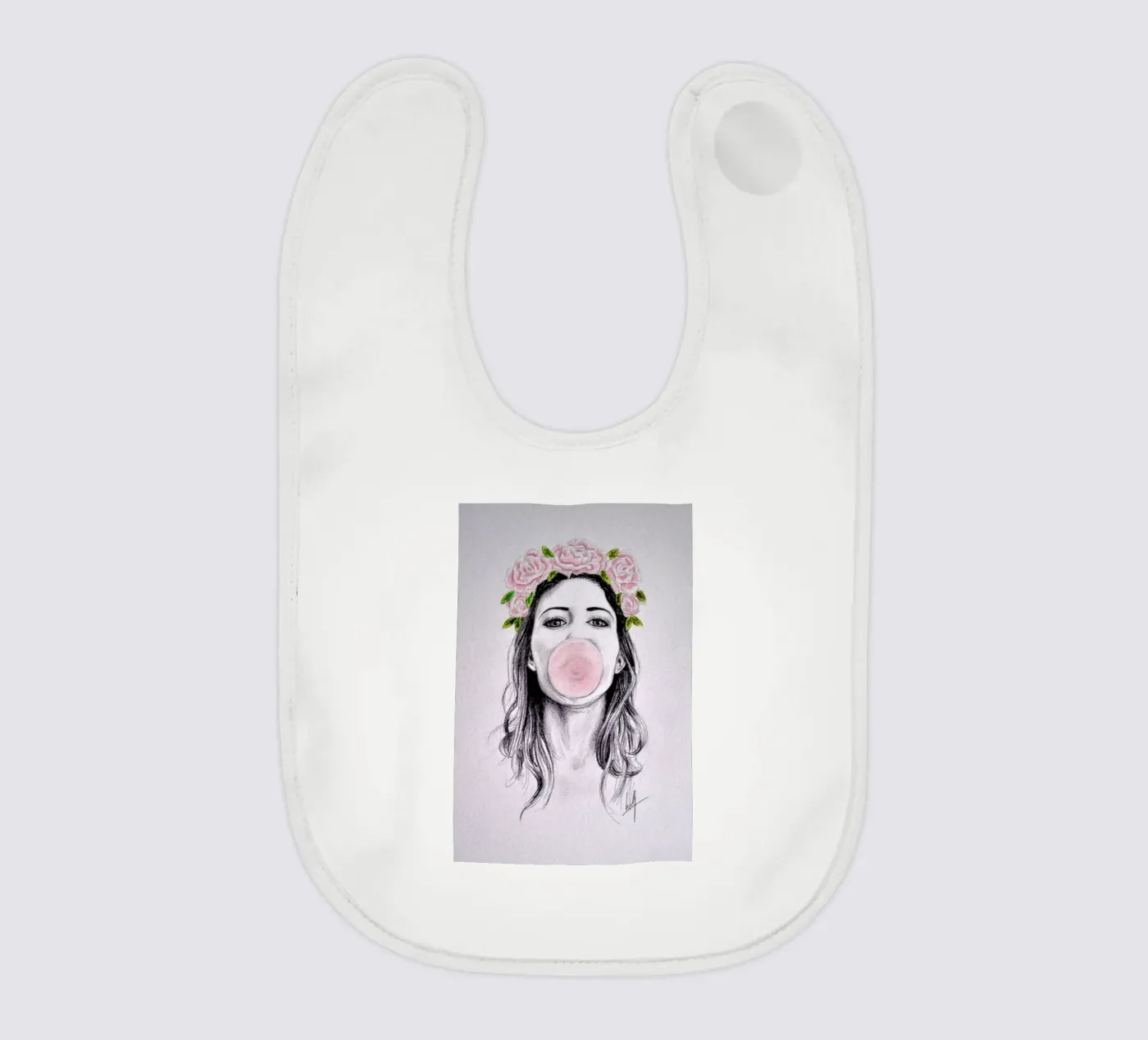 Bubblegum baby bib by Libby Watkins