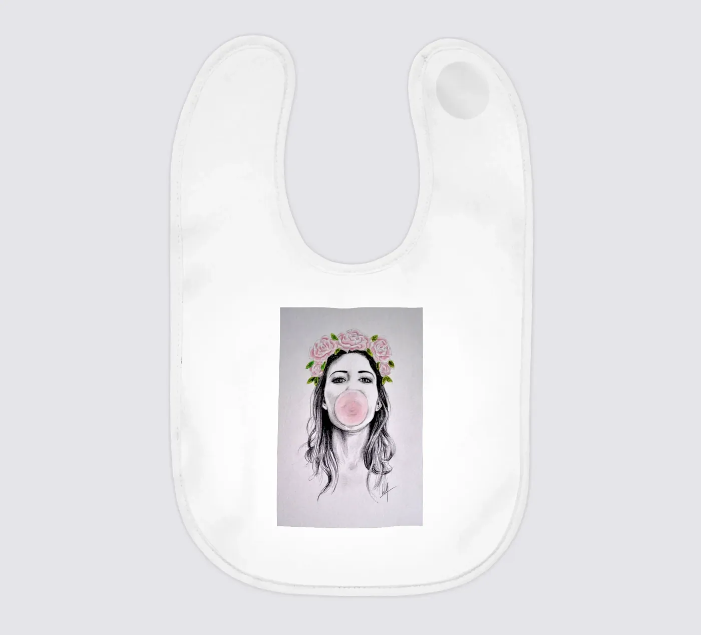 Bubblegum baby bib by Libby Watkins