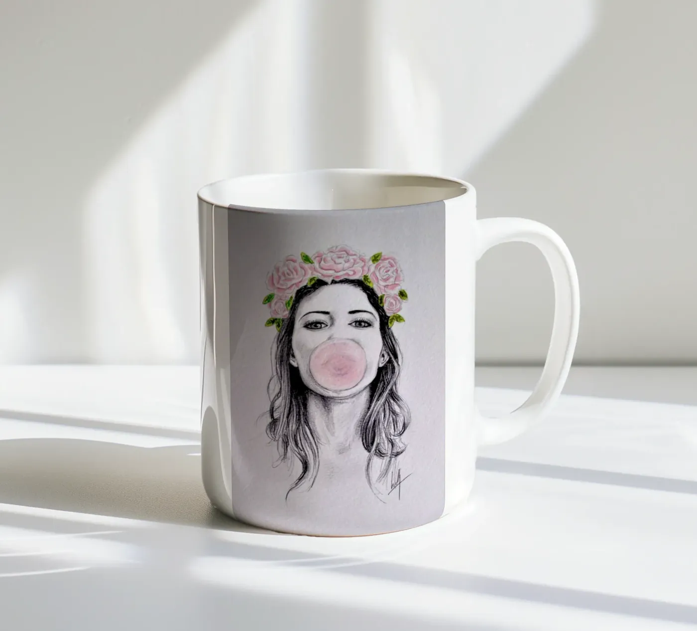 Bubblegum ceramic mug by Libby Watkins