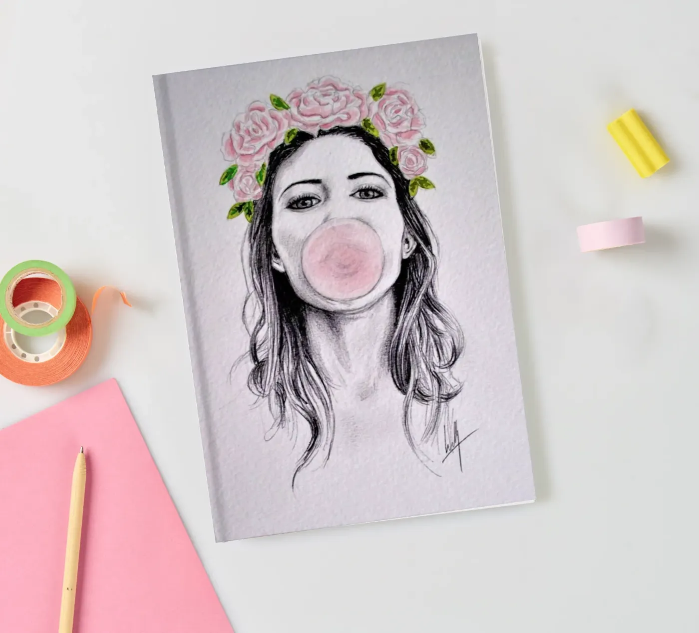 Bubblegum notebook by Libby Watkins