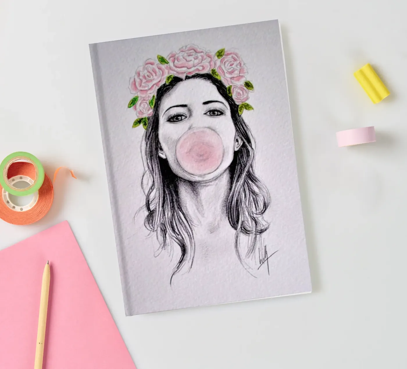 Bubblegum notebook by Libby Watkins