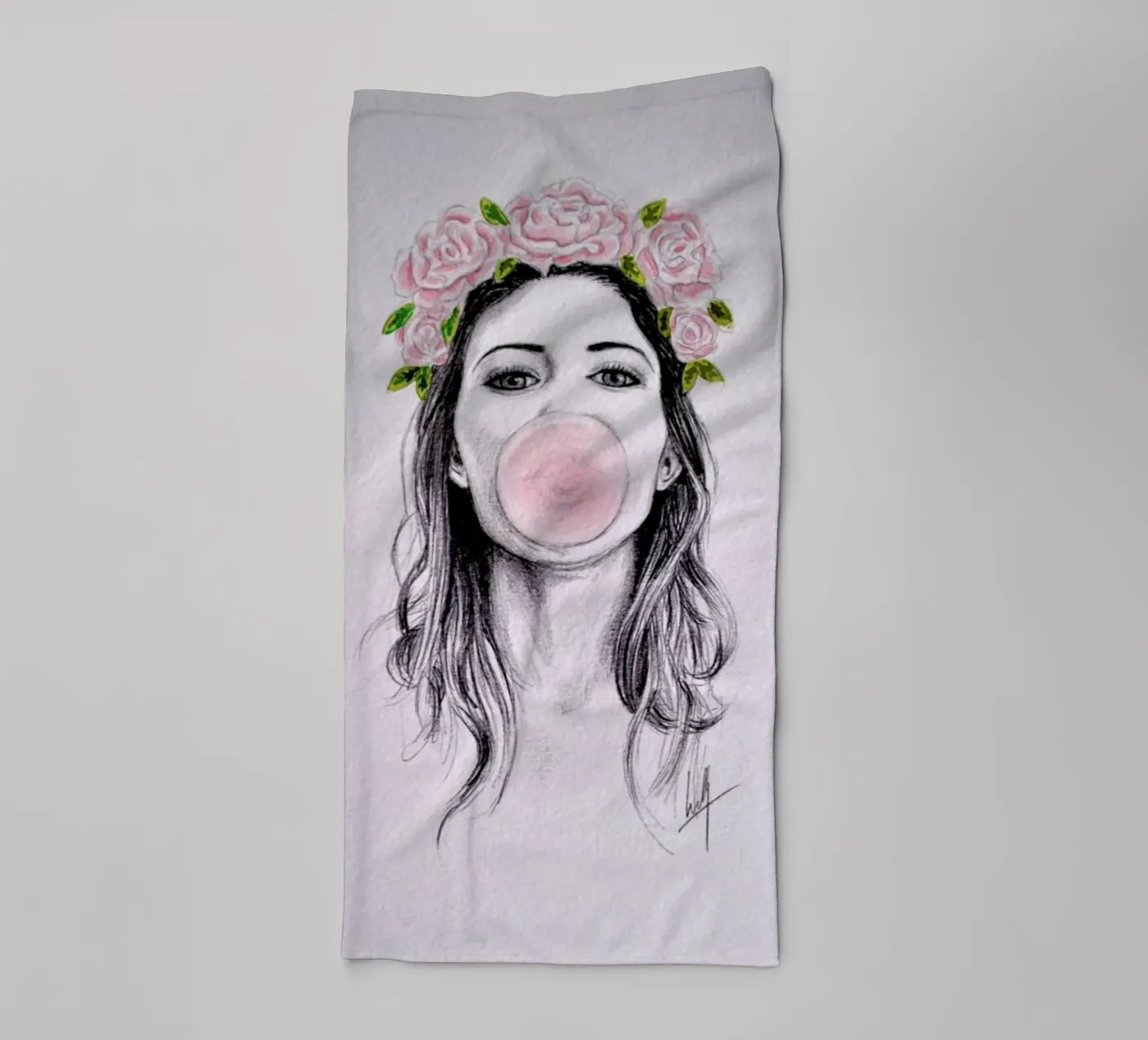 Bubblegum towel by Libby Watkins