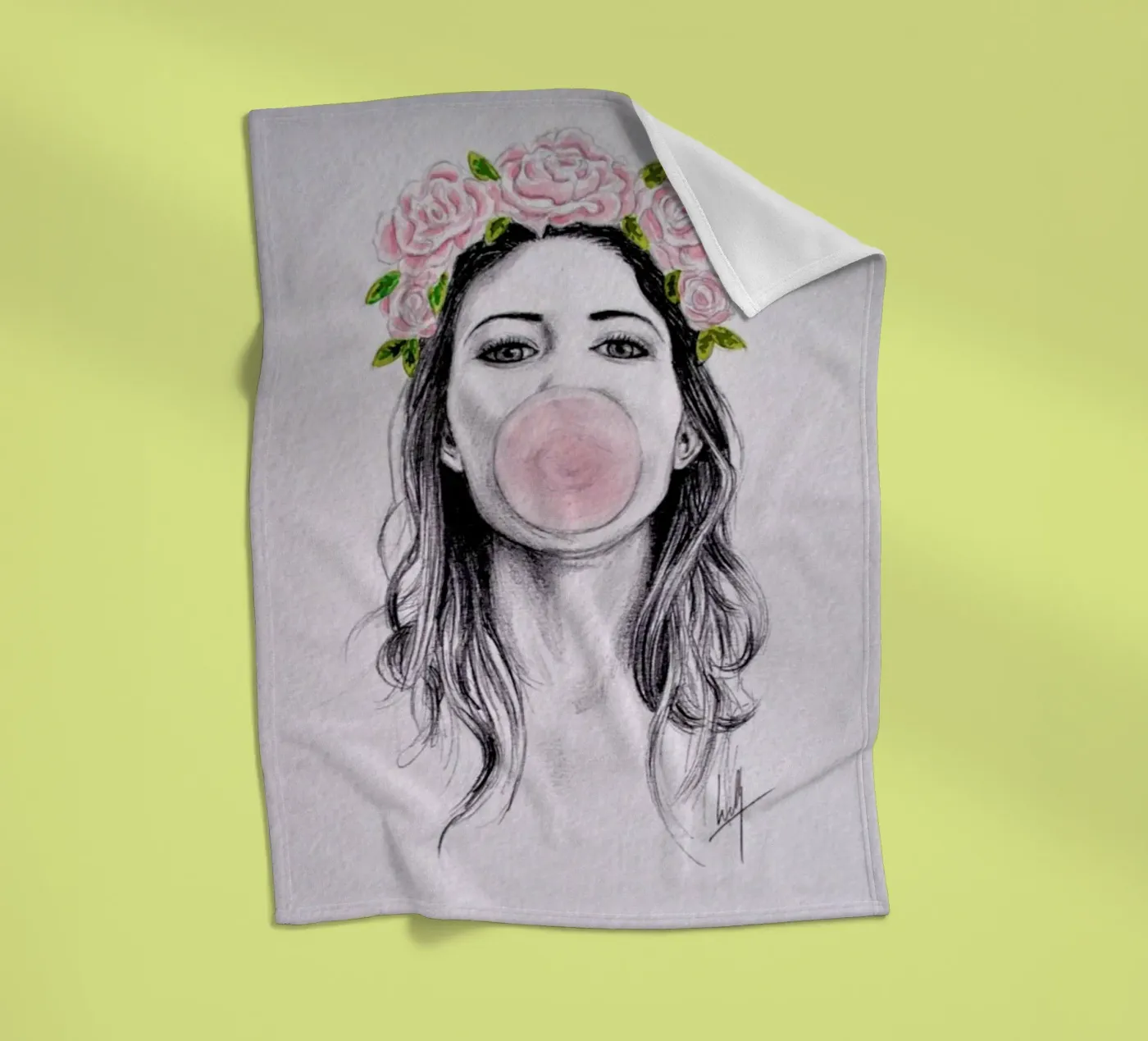 Bubblegum fleece blanket by Libby Watkins