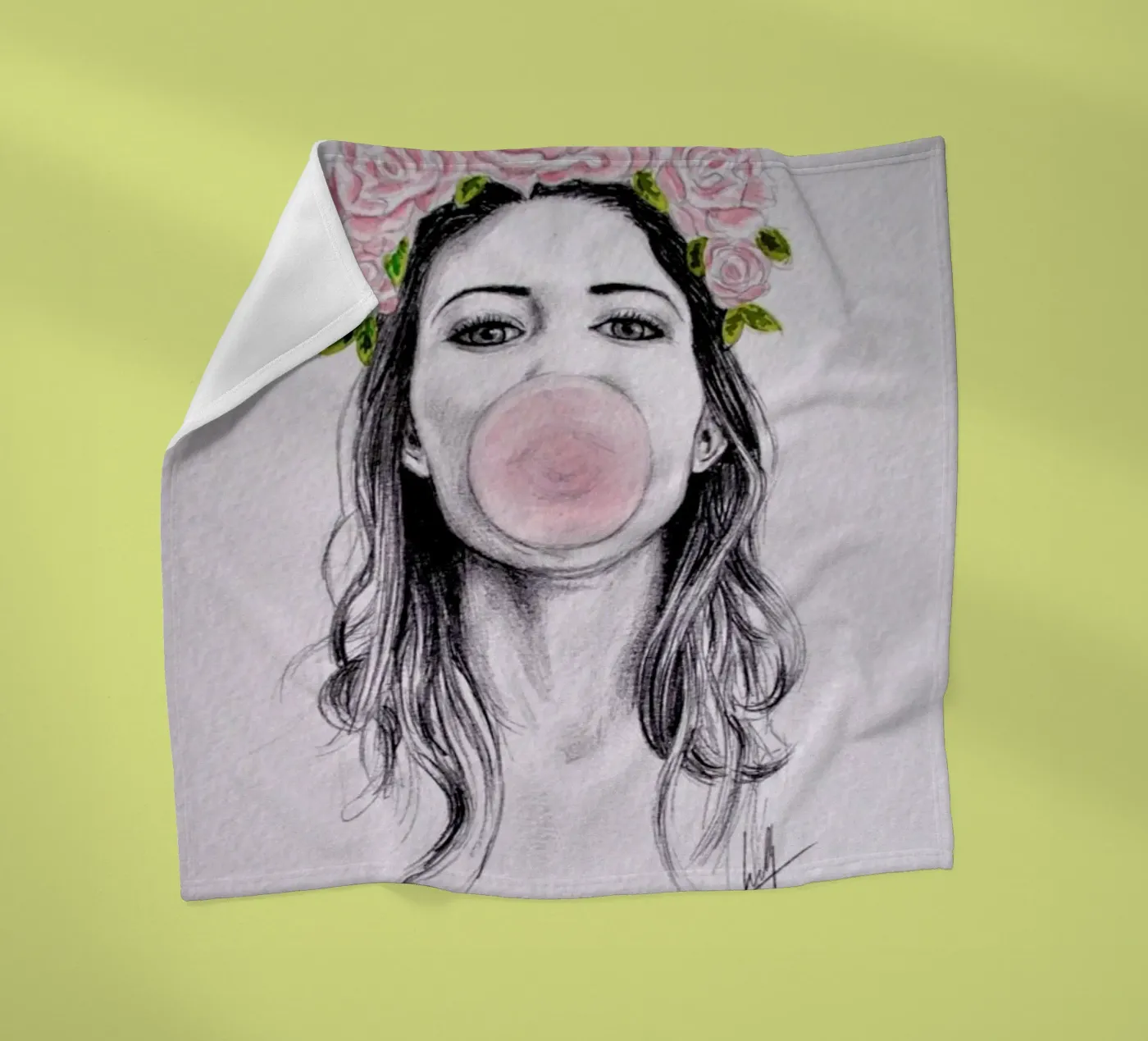 Bubblegum fleece blanket by Libby Watkins