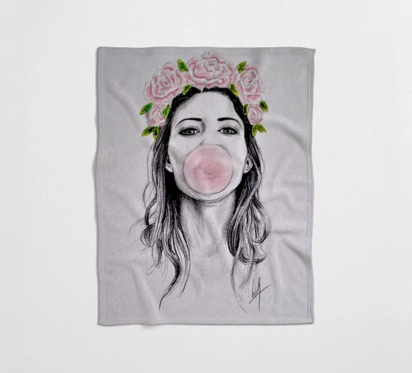 Bubblegum fleece blanket by Libby Watkins