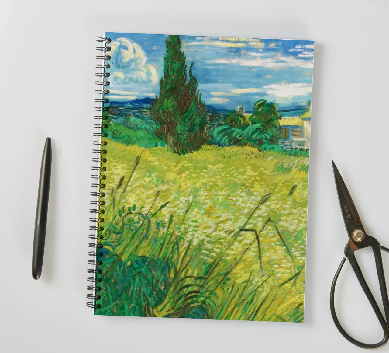 Vincent van Gogh's Green Field (1890) spiral notebook by Van Gogh Prints