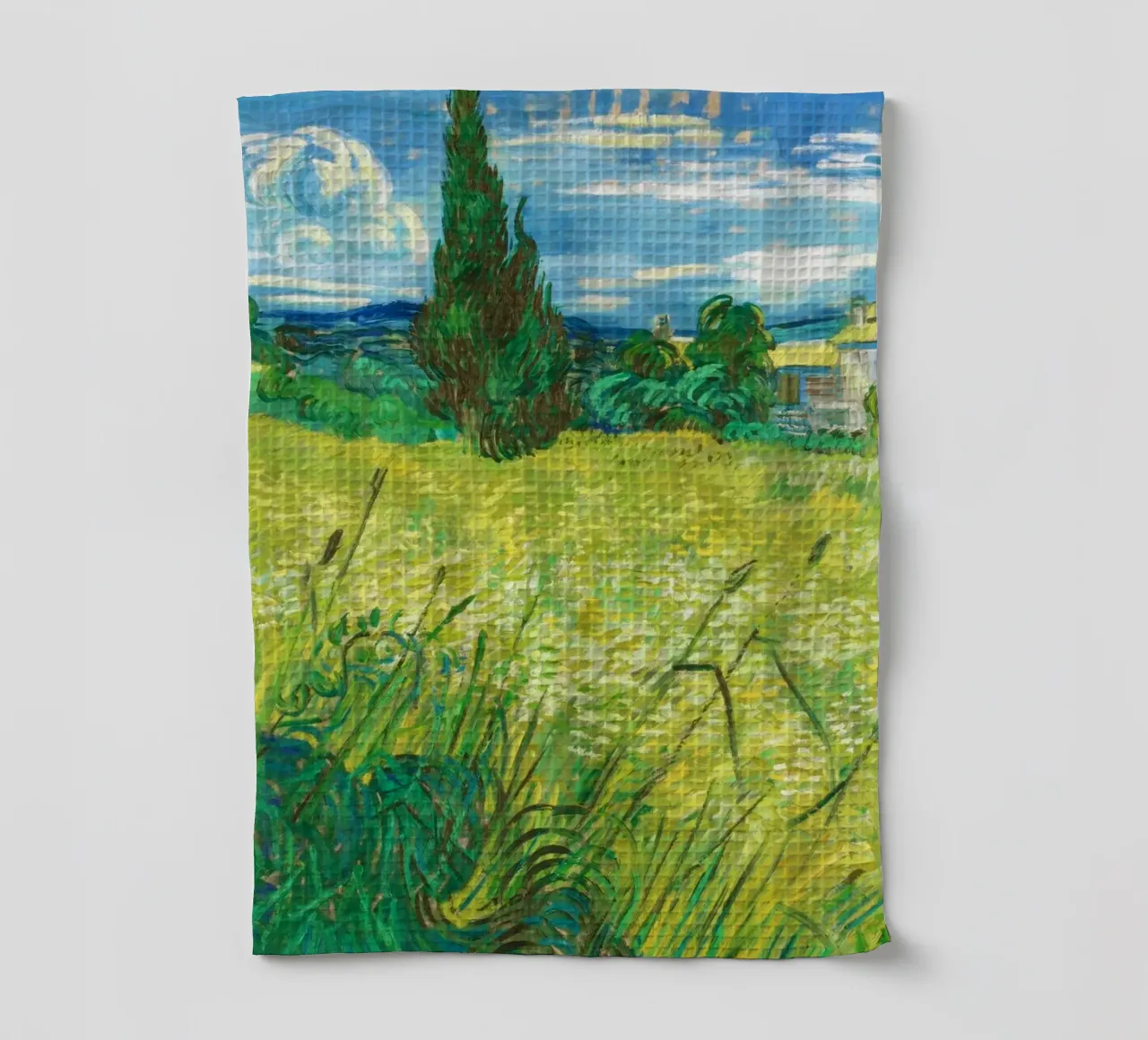 Vincent van Gogh's Green Field (1890) tea towel by Van Gogh Prints