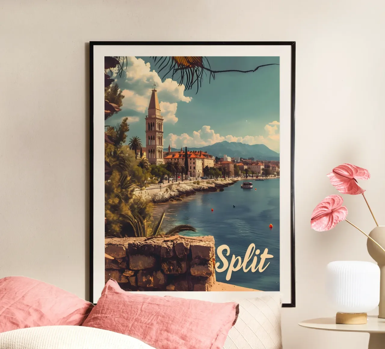Poster di viaggio vintage diviso poster con telaio in legno da Vintage Travel Art