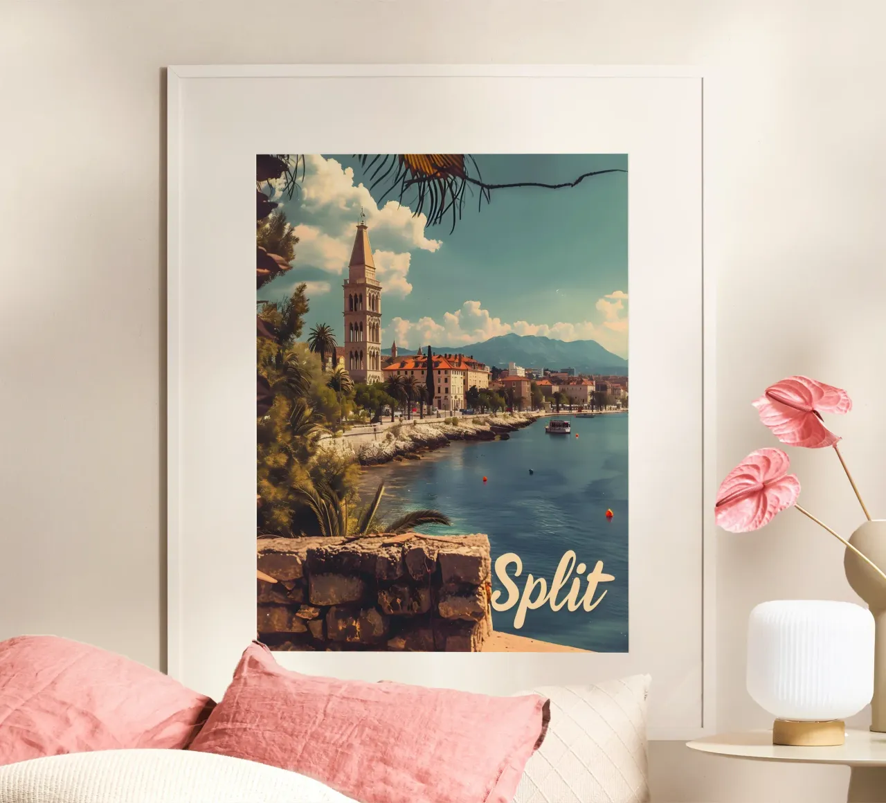 Poster di viaggio vintage diviso poster con telaio in legno da Vintage Travel Art