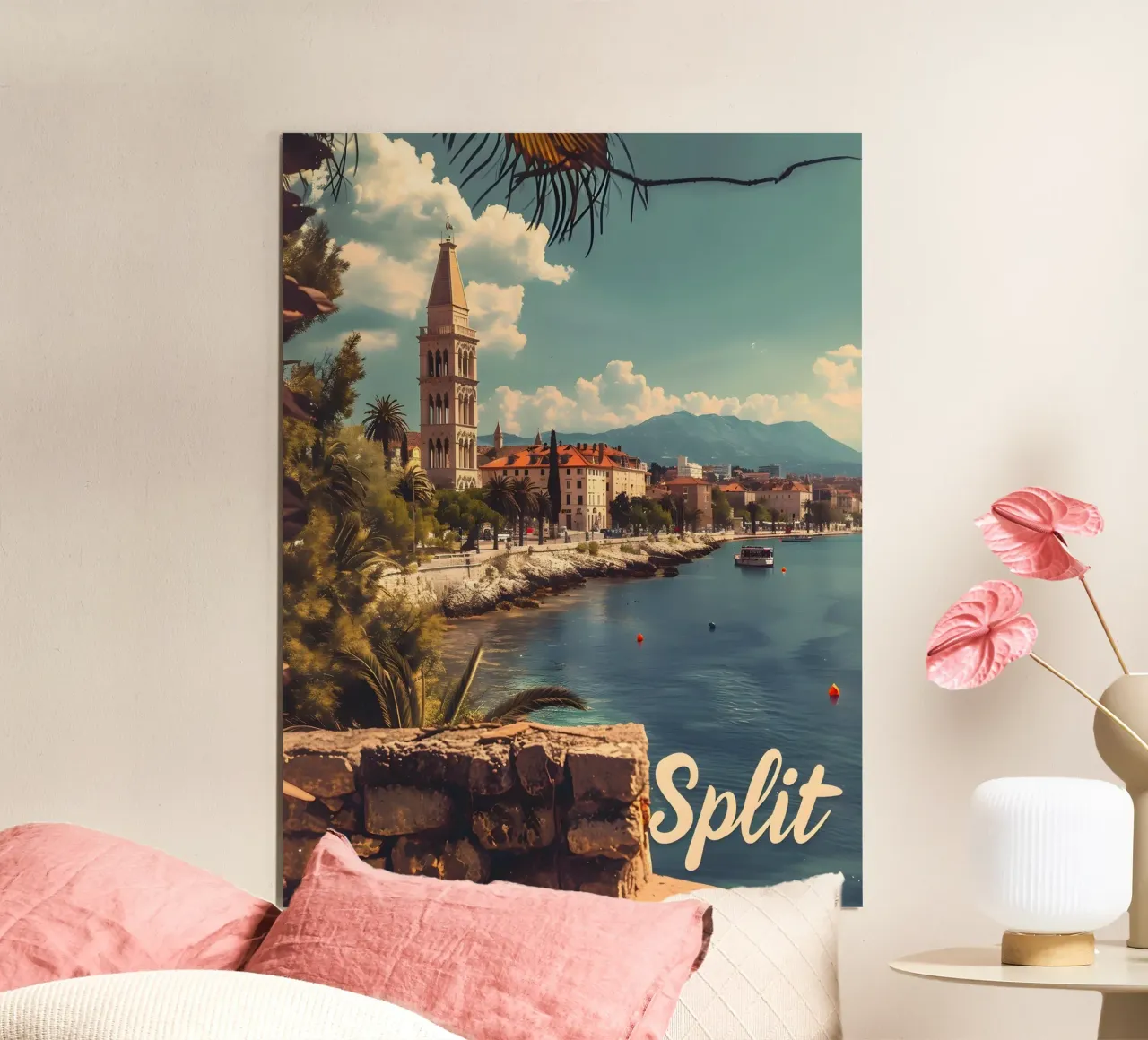 Poster di viaggio vintage diviso poster con telaio in legno da Vintage Travel Art