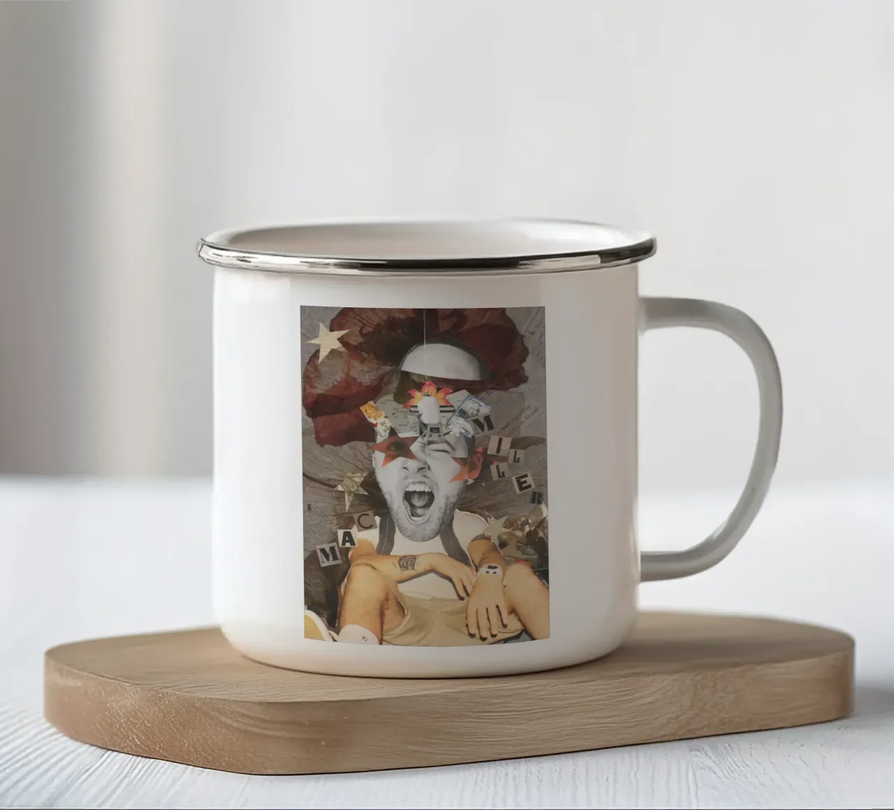 nuotando tra le sue parole tazza in smalto da bkow