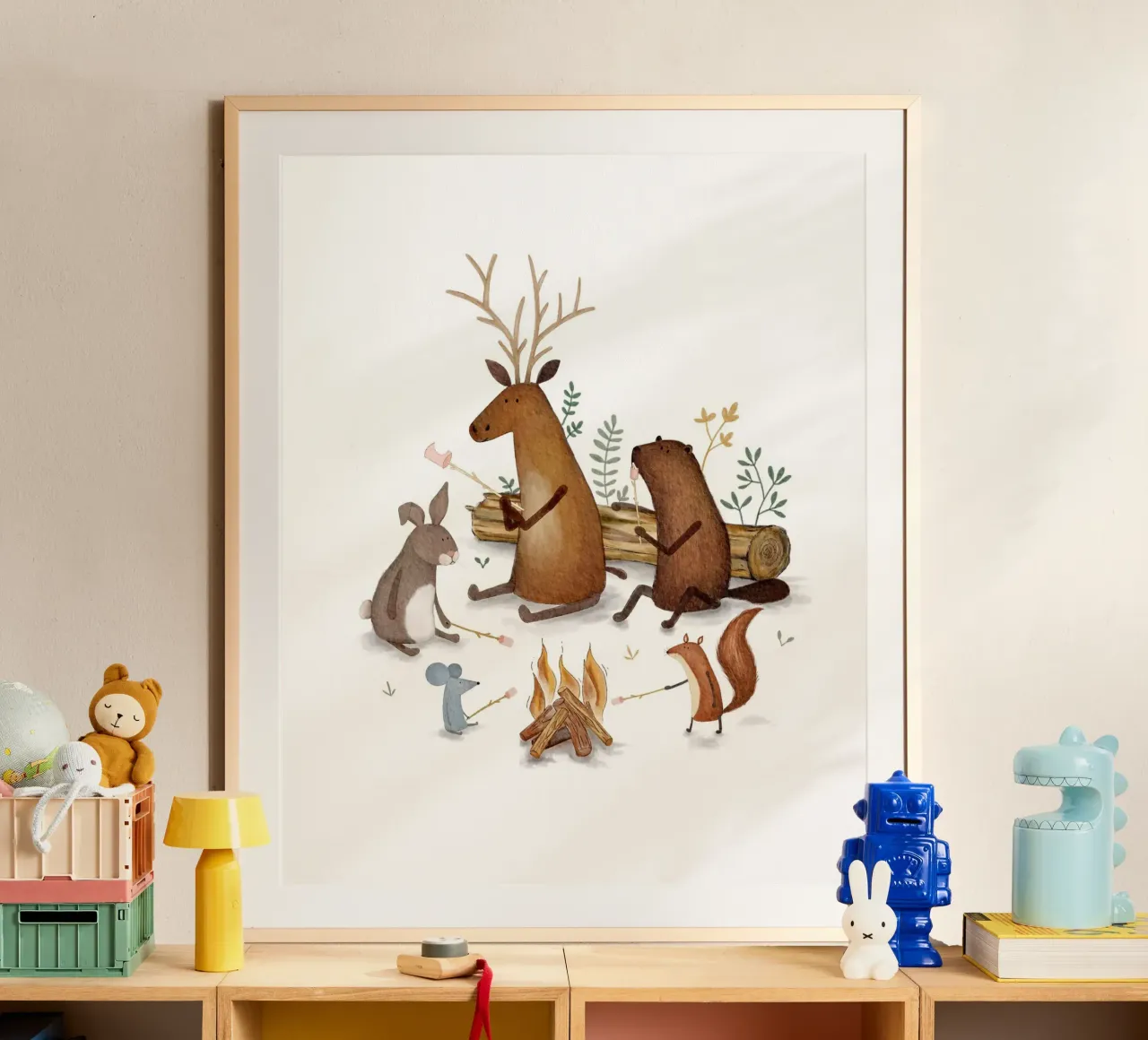 Bosdier kampvuur marshmallow print poster van Urchin Bay Art