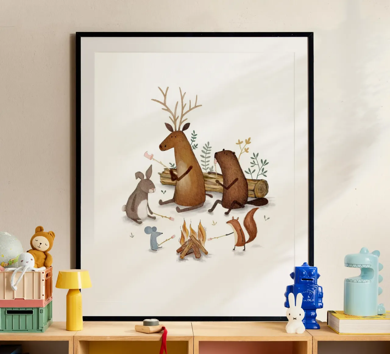 Bosdier kampvuur marshmallow print poster van Urchin Bay Art