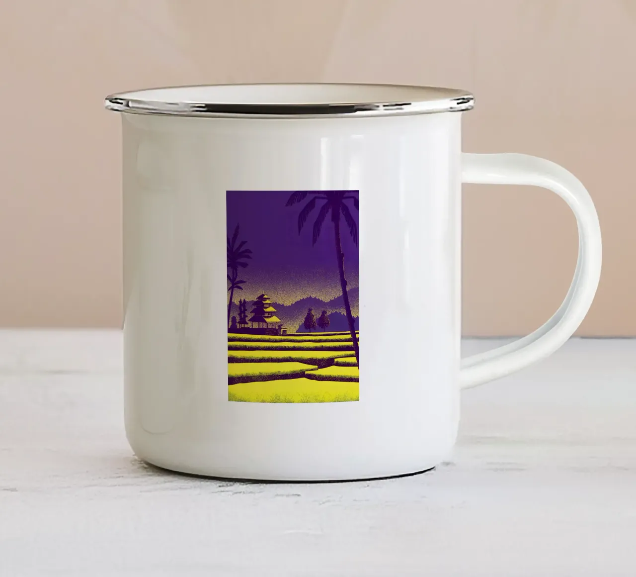 Vista sulla risaia tazza in smalto da SOUL SHOP