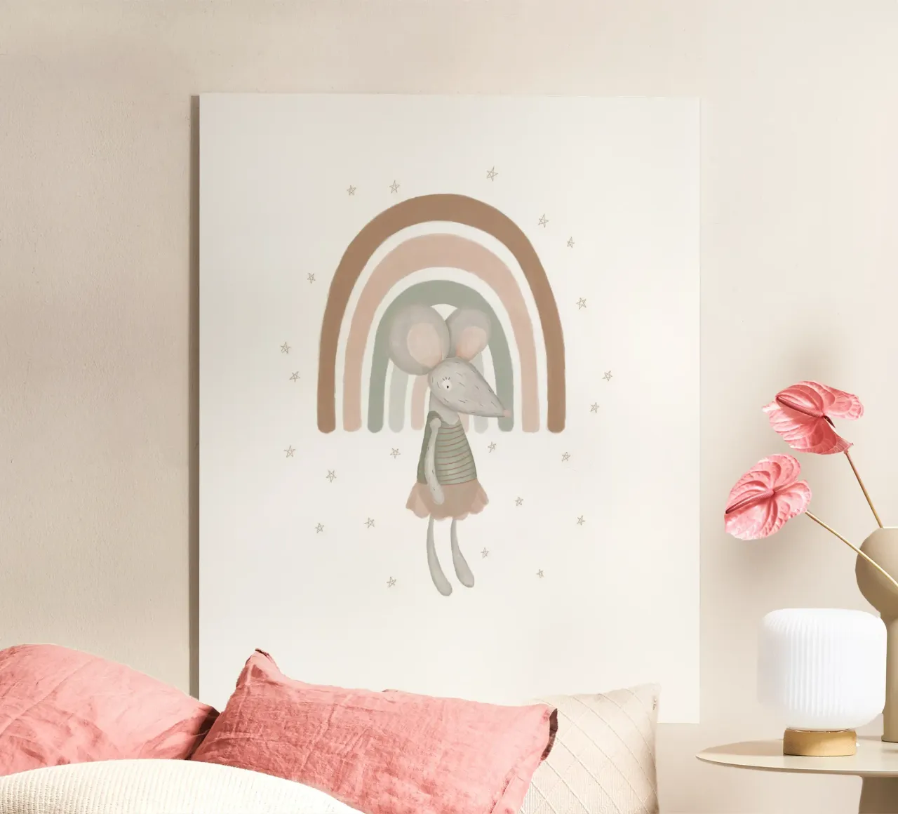 Boho Mouse and Rainbow Nursery Print (en inglés) metacrilato de Urchin Bay Art