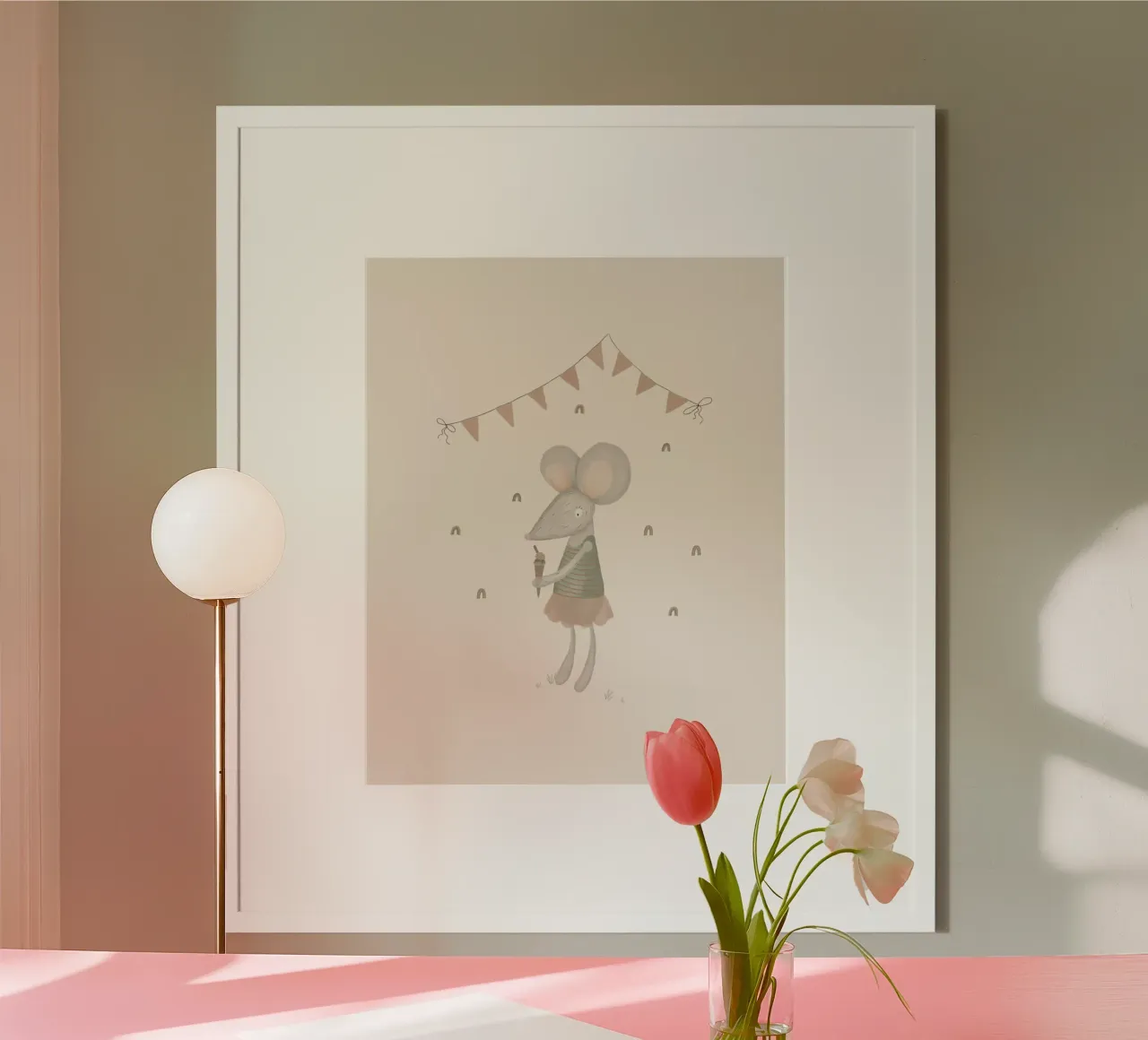 Souris d'anniversaire avec crème glacée Art Print poster de Urchin Bay Art